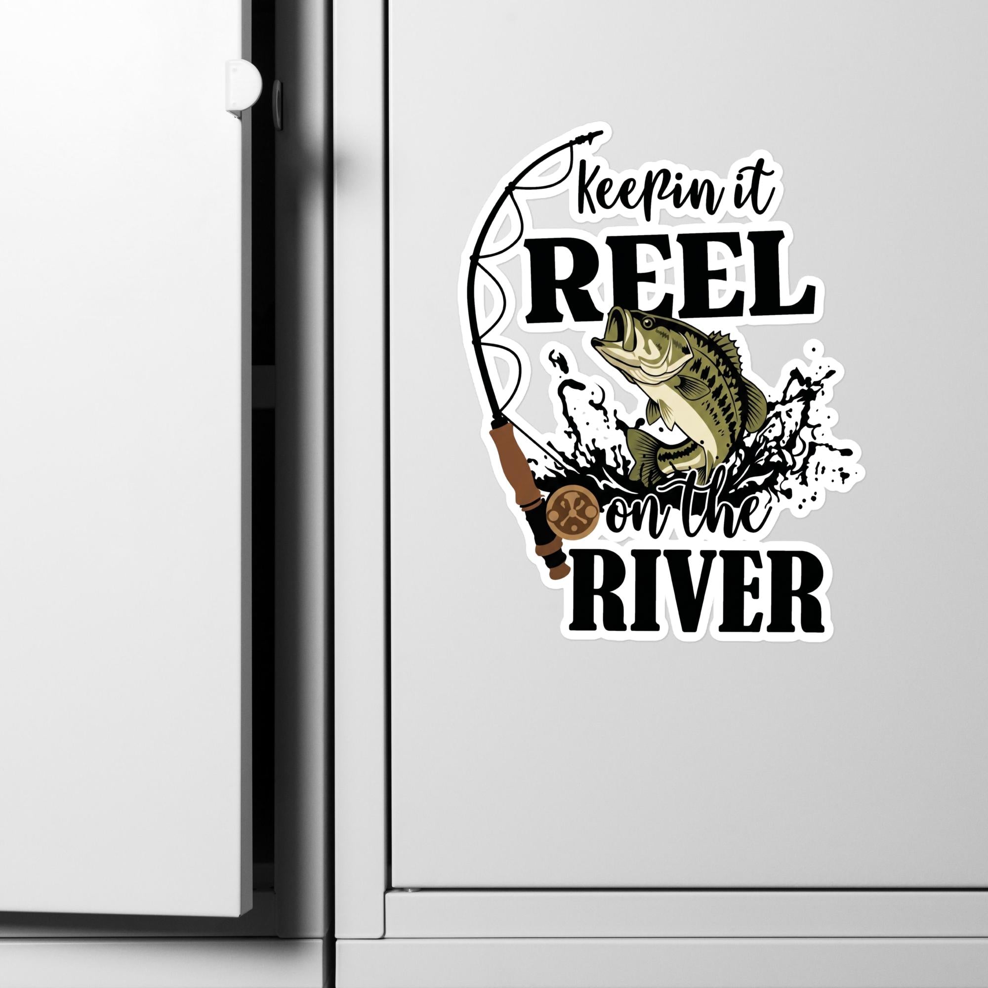 Keepin' It Reel on the River Vinyl Decal | Premium Kiss-Cut Fishing Sticker-8″×10″-River Life USA
