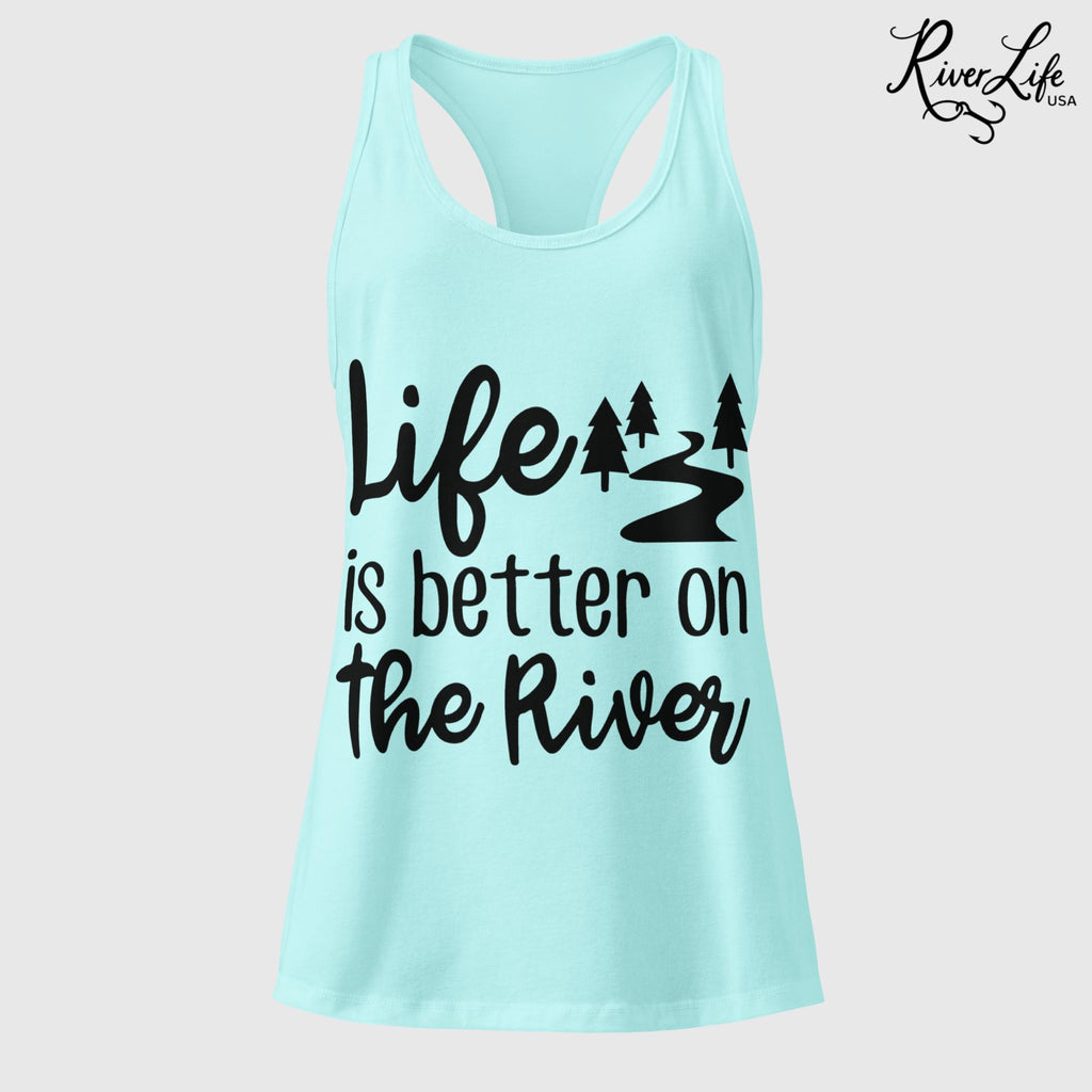Life Is Better on the River | Women’s Fitted Racerback Tank Top-Cancun-River Life USA