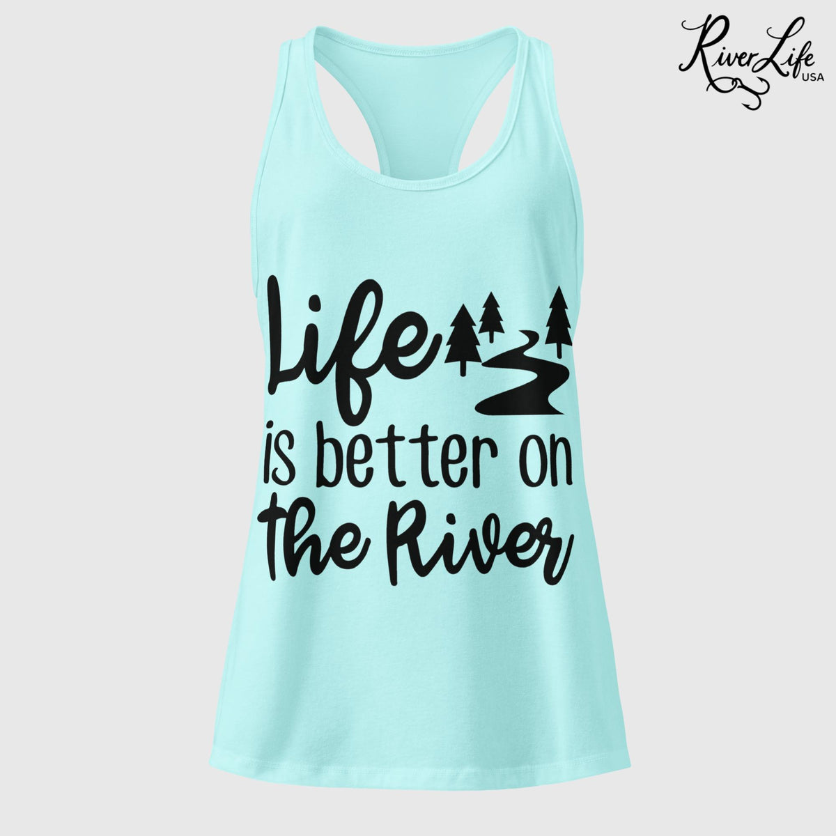 Life Is Better on the River | Women’s Fitted Racerback Tank Top-Cancun-River Life USA