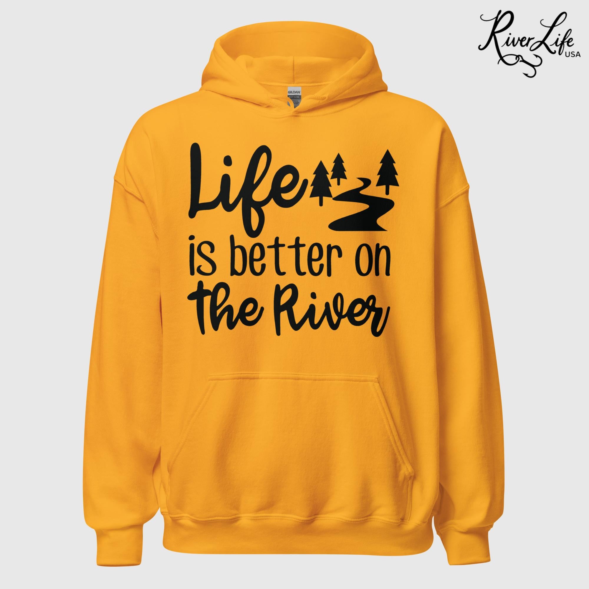 Life Is Better On The River | Womens Pullover Hoodie-Gold-River Life USA