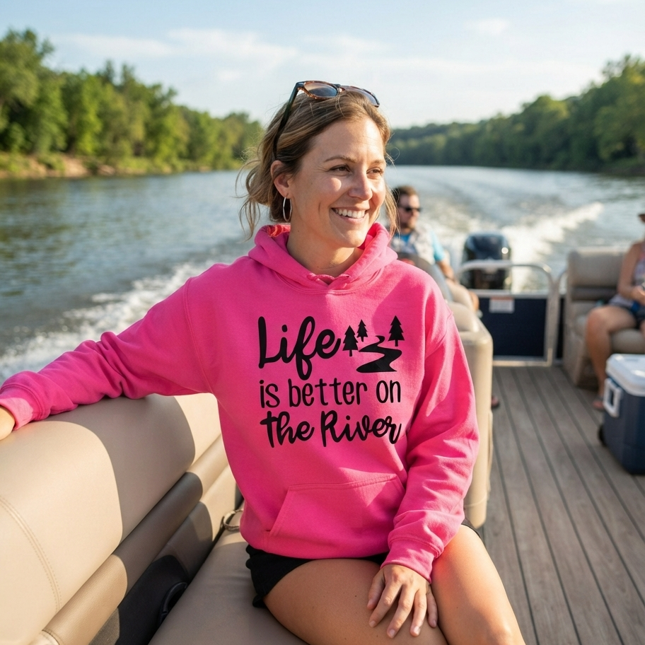 Life Is Better On The River | Womens Pullover Hoodie-Heliconia-River Life USA