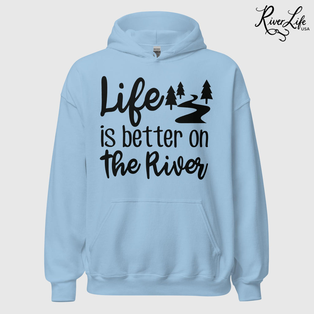 Life Is Better On The River | Womens Pullover Hoodie-Light Blue-River Life USA