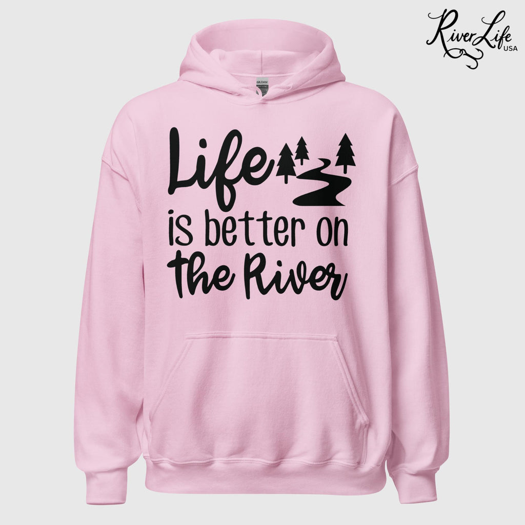 Life Is Better On The River | Womens Pullover Hoodie-Pink-River Life USA