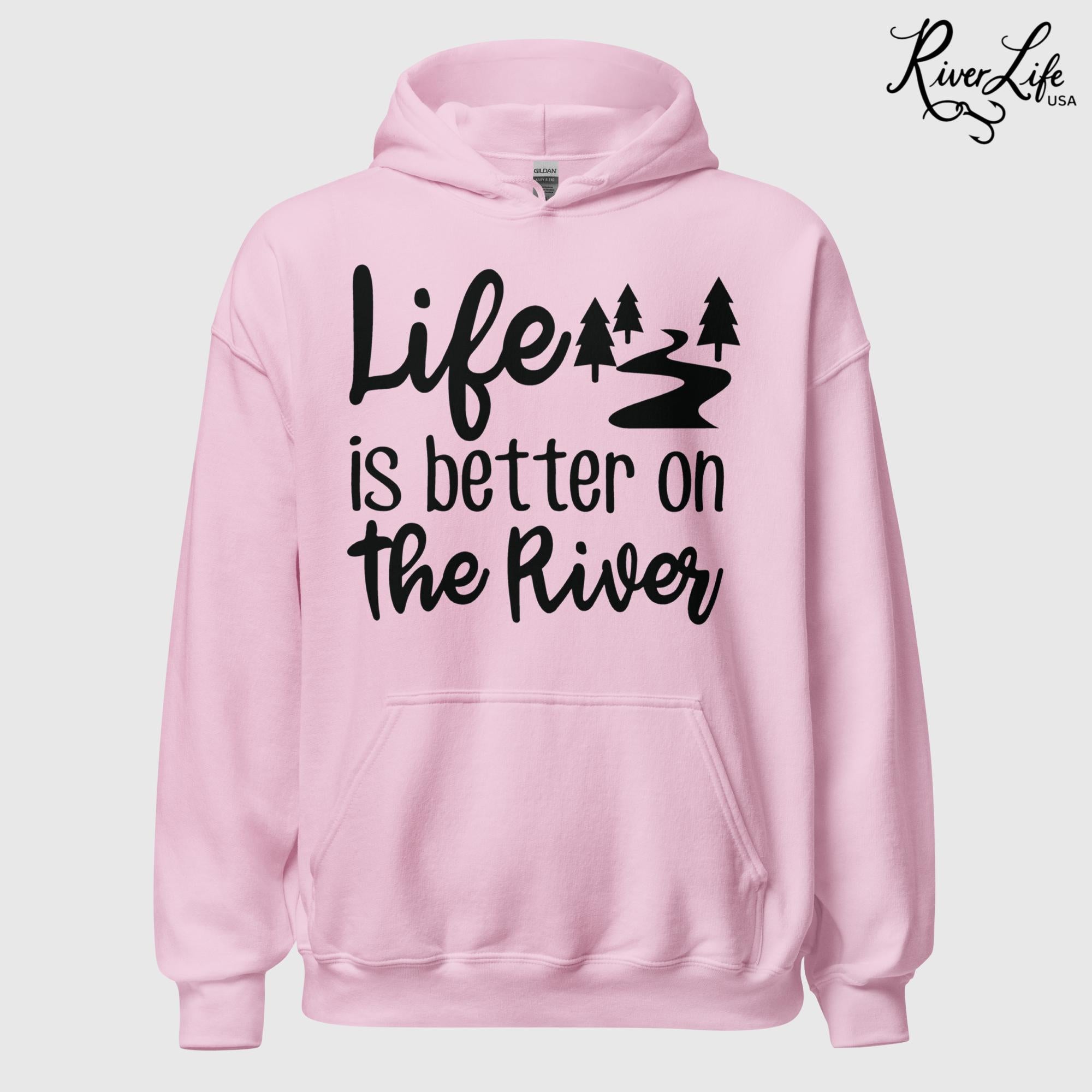 Life Is Better On The River | Womens Pullover Hoodie-Pink-River Life USA