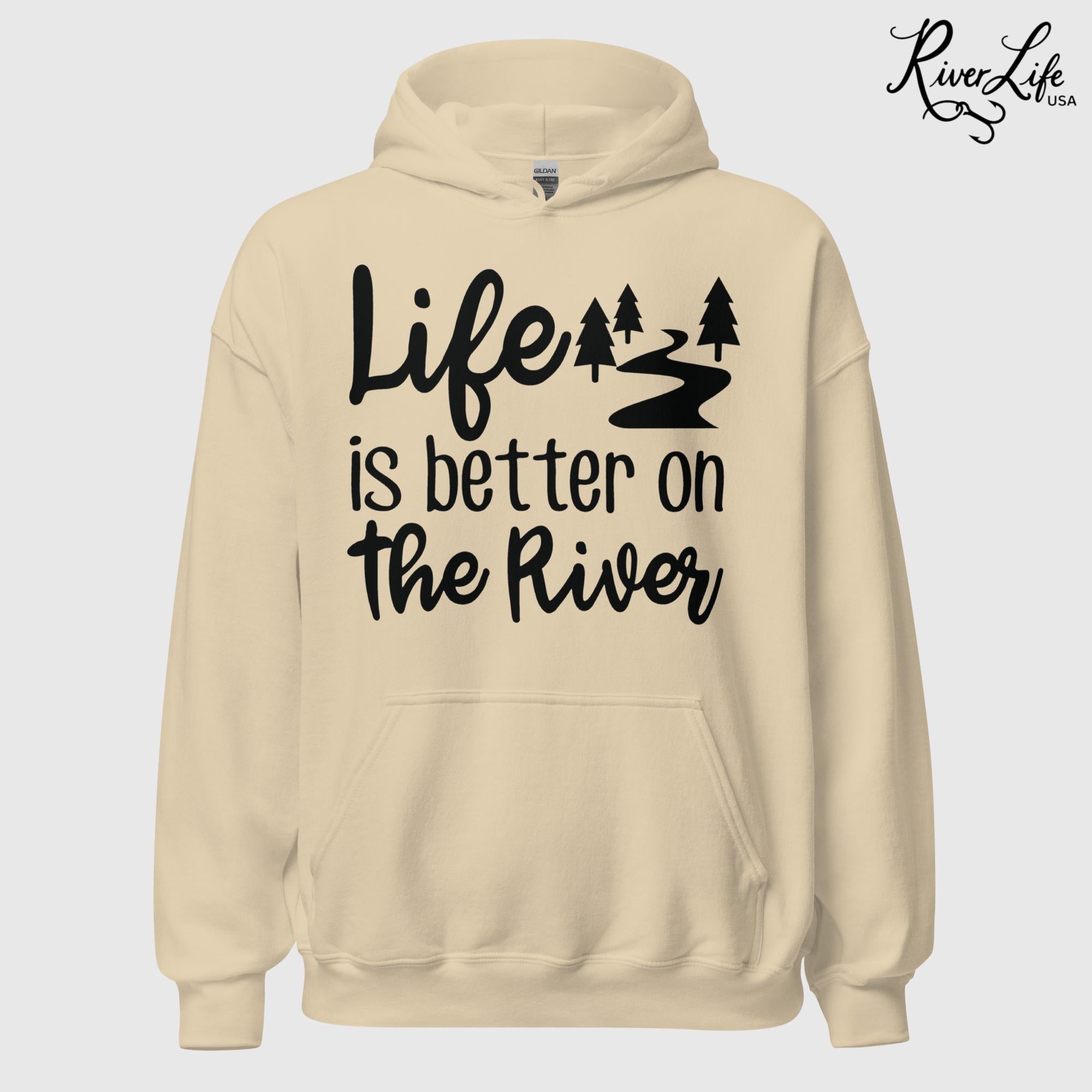 Life Is Better On The River | Womens Pullover Hoodie-Sand-River Life USA