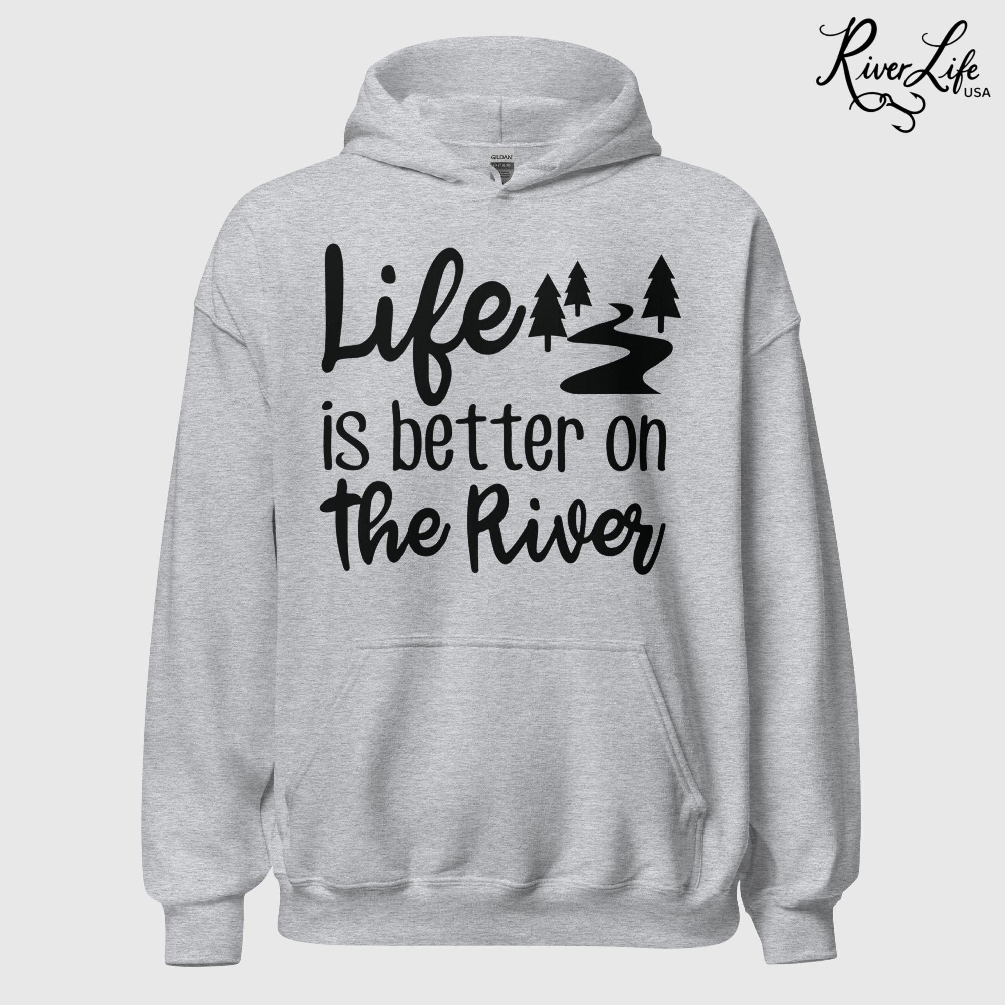 Life Is Better On The River | Womens Pullover Hoodie-Sport Grey-River Life USA