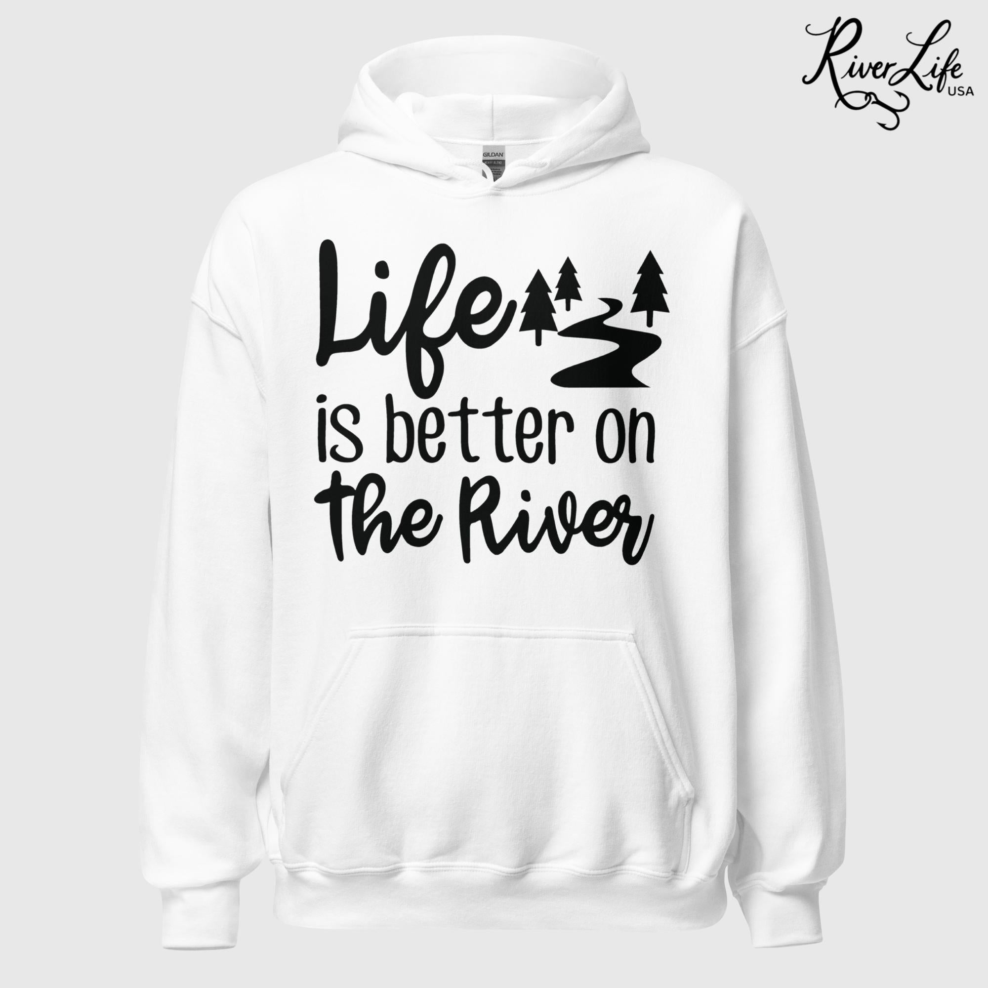 Life Is Better On The River | Womens Pullover Hoodie-White-River Life USA