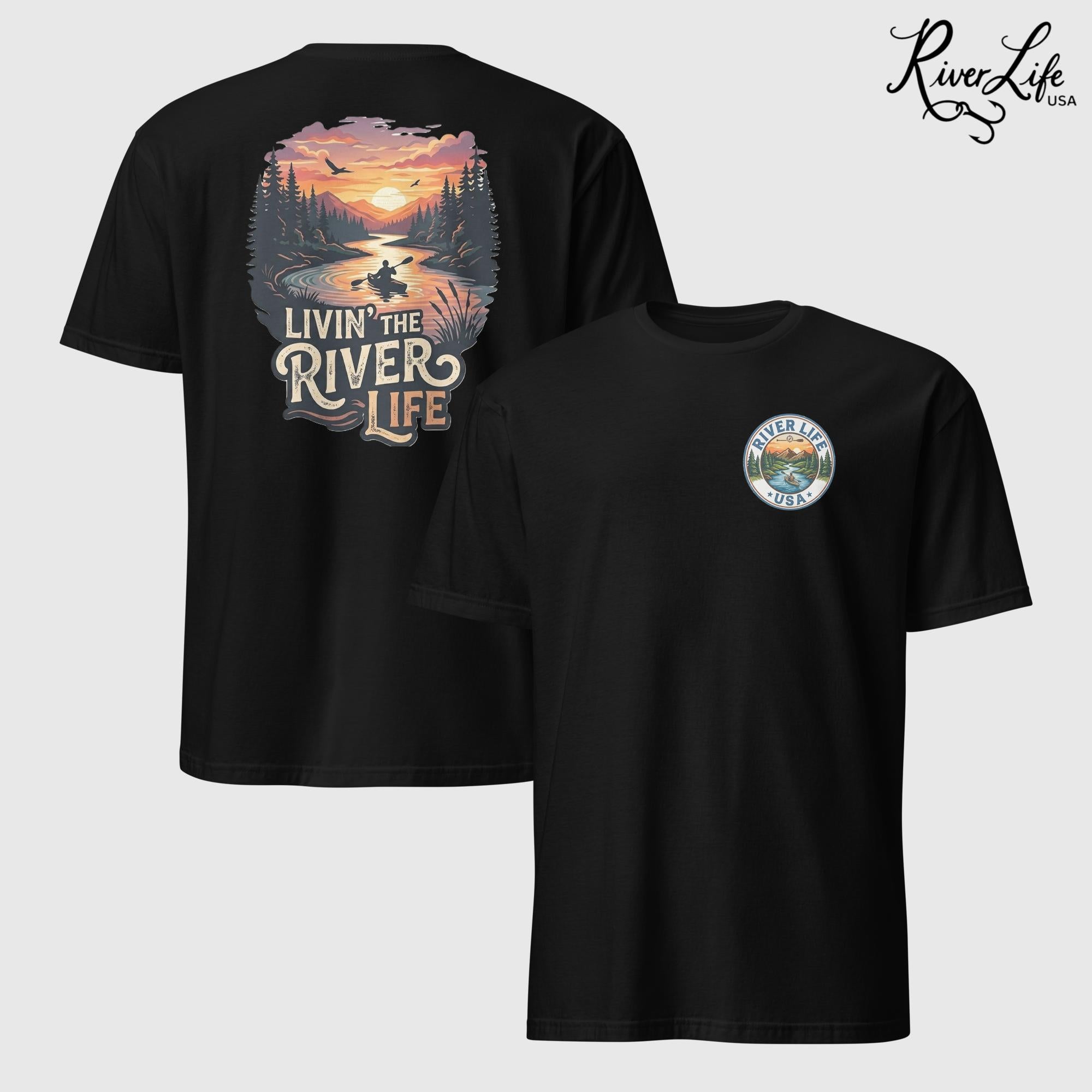 Livin' the River Life | Short-Sleeve Unisex T-Shirt-Black-River Life USA