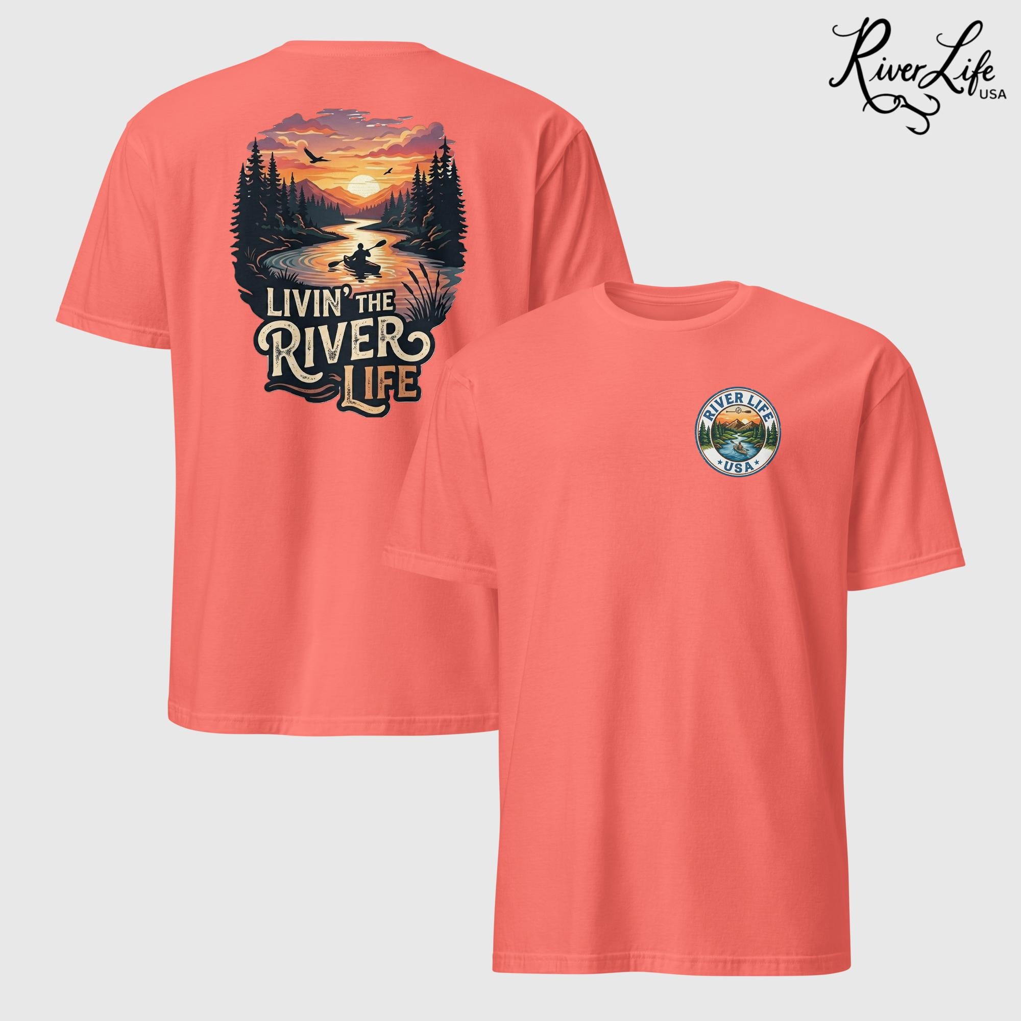 Livin' the River Life | Short-Sleeve Unisex T-Shirt-Coral Silk-River Life USA