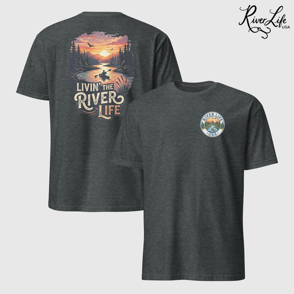 Livin' the River Life | Short-Sleeve Unisex T-Shirt-Dark Heather-River Life USA