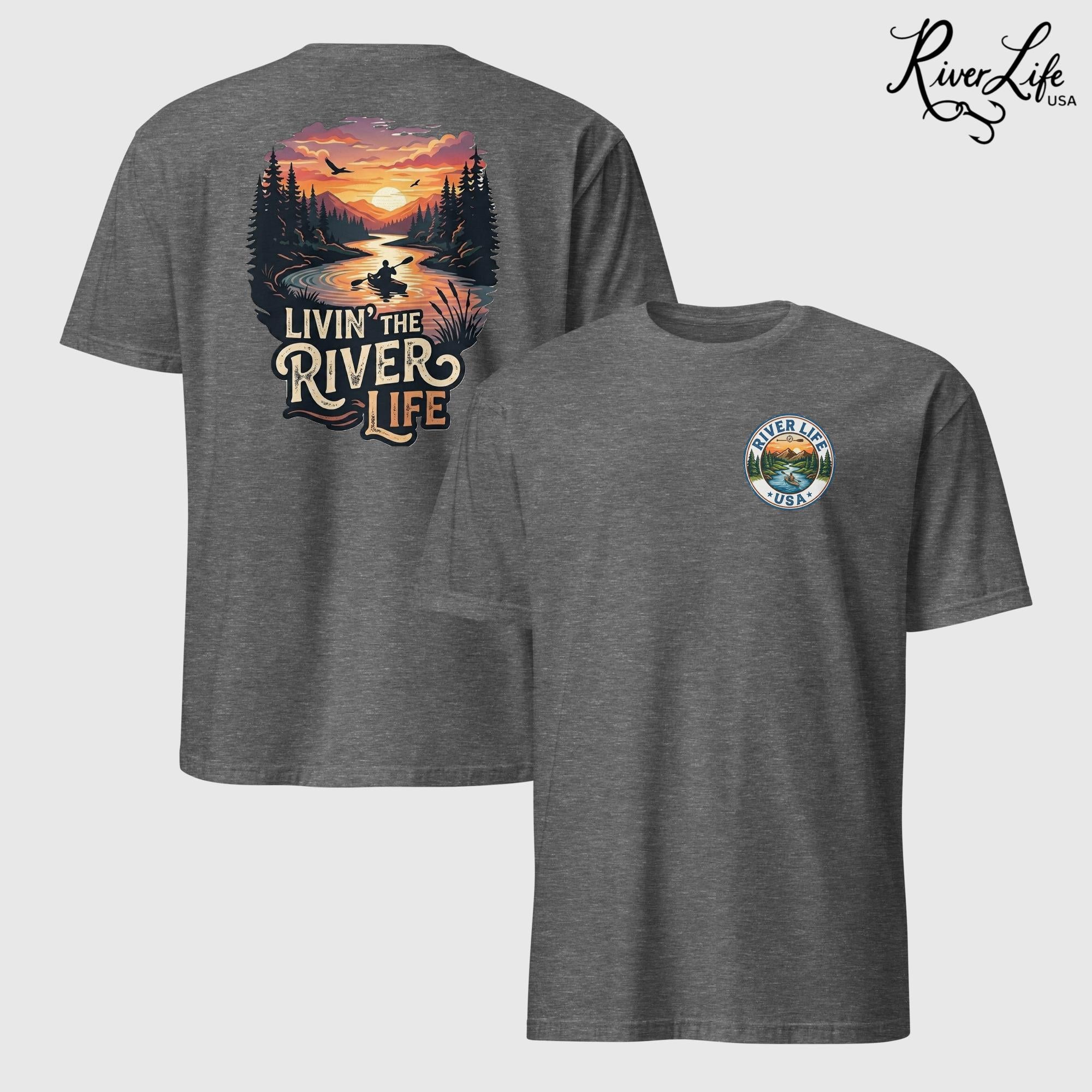 Livin' the River Life | Short-Sleeve Unisex T-Shirt-Graphite Heather-River Life USA