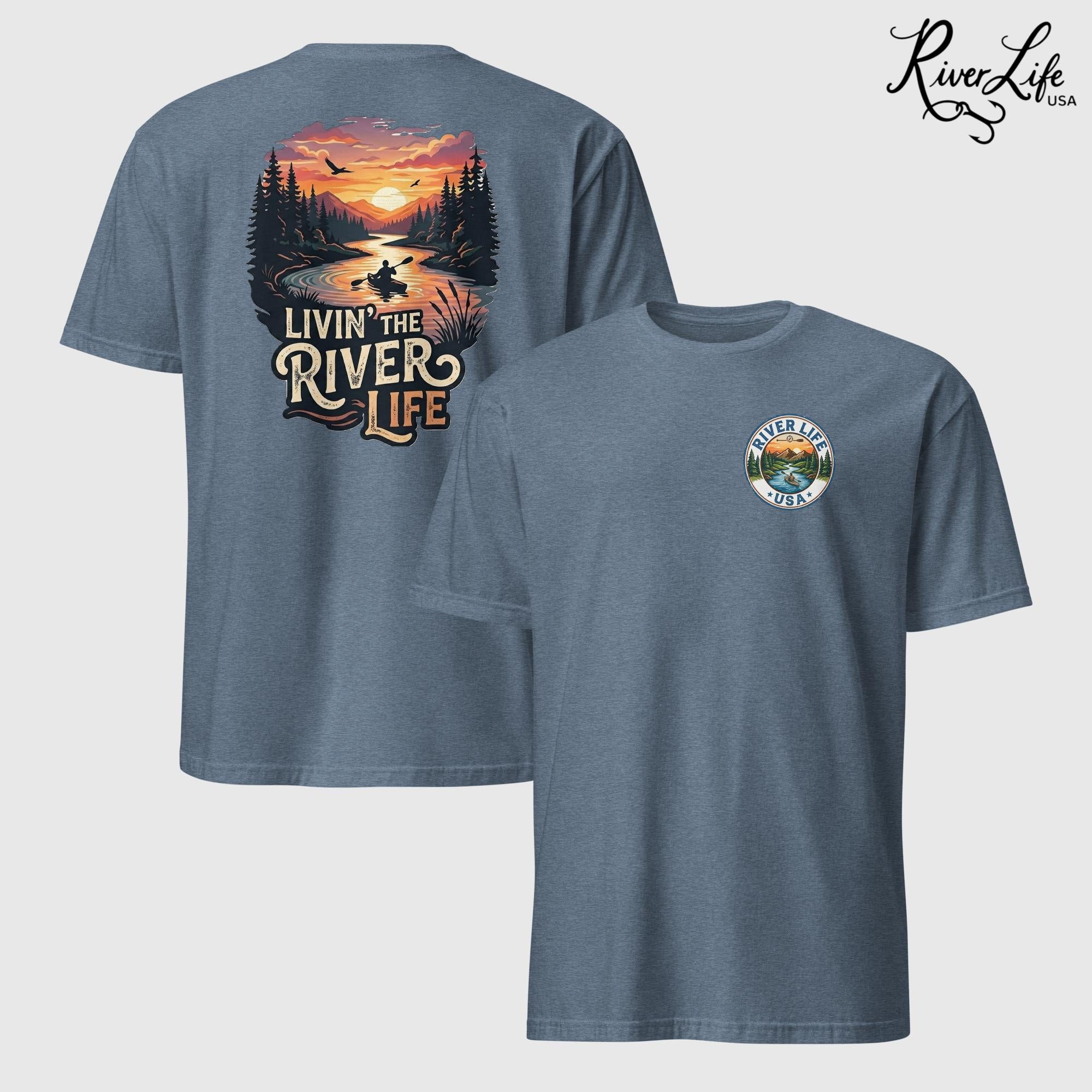 Livin' the River Life | Short-Sleeve Unisex T-Shirt-Heather Indigo-River Life USA