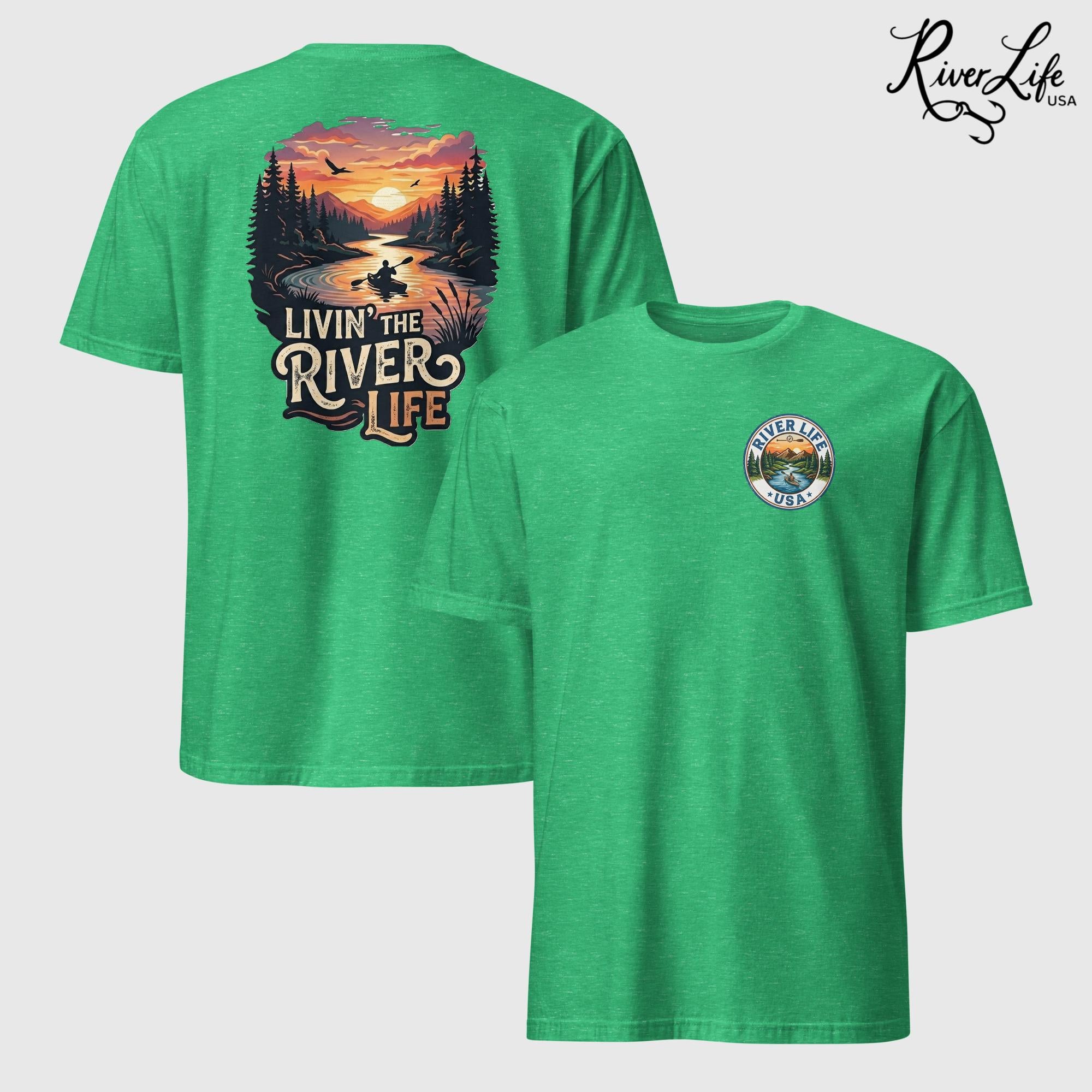 Livin' the River Life | Short-Sleeve Unisex T-Shirt-Heather Irish Green-River Life USA