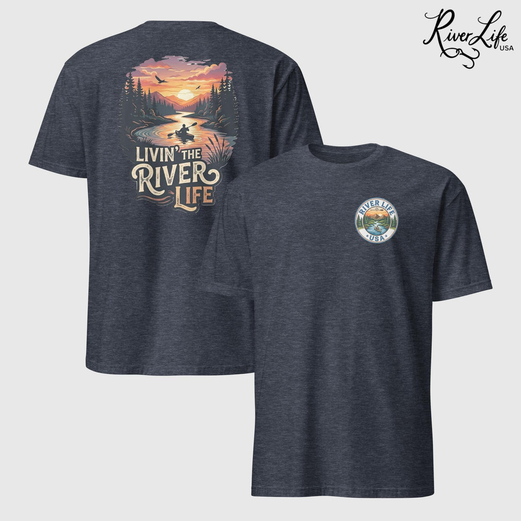 Livin' the River Life | Short-Sleeve Unisex T-Shirt-Heather Navy-River Life USA