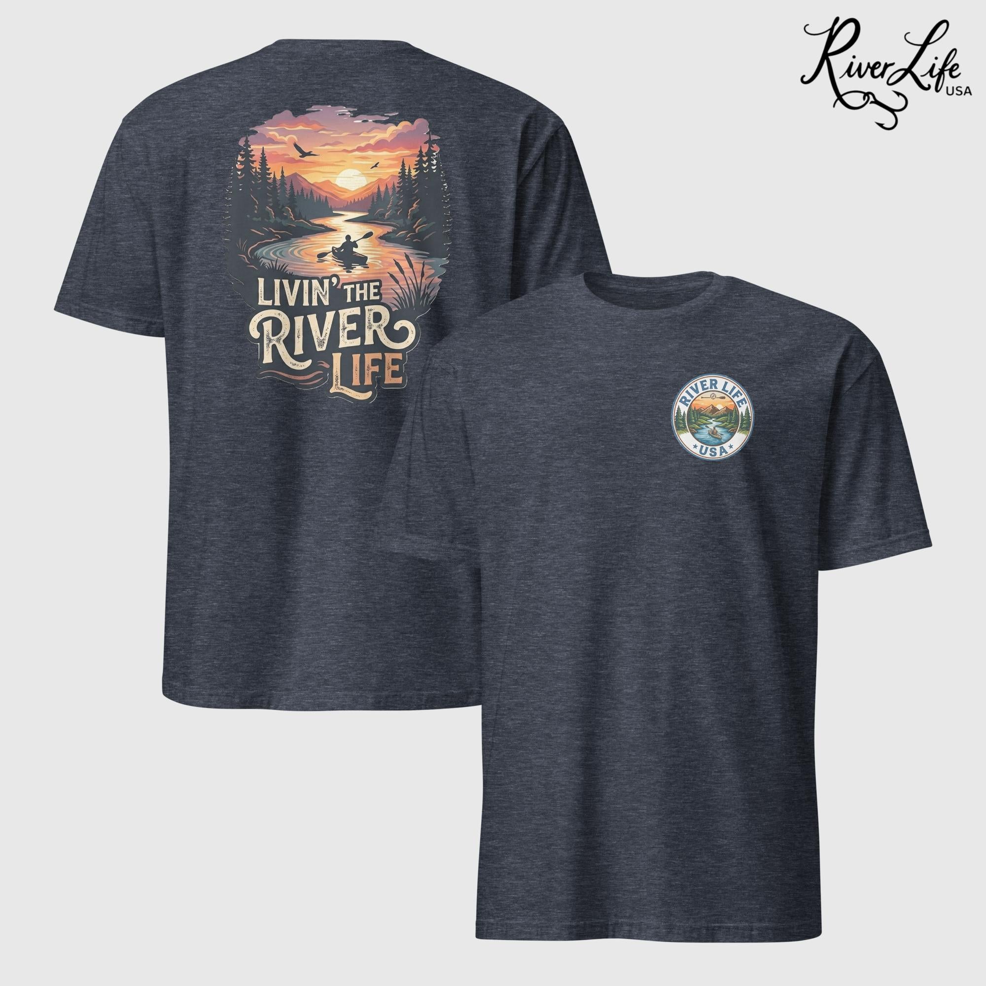 Livin' the River Life | Short-Sleeve Unisex T-Shirt-Heather Navy-River Life USA