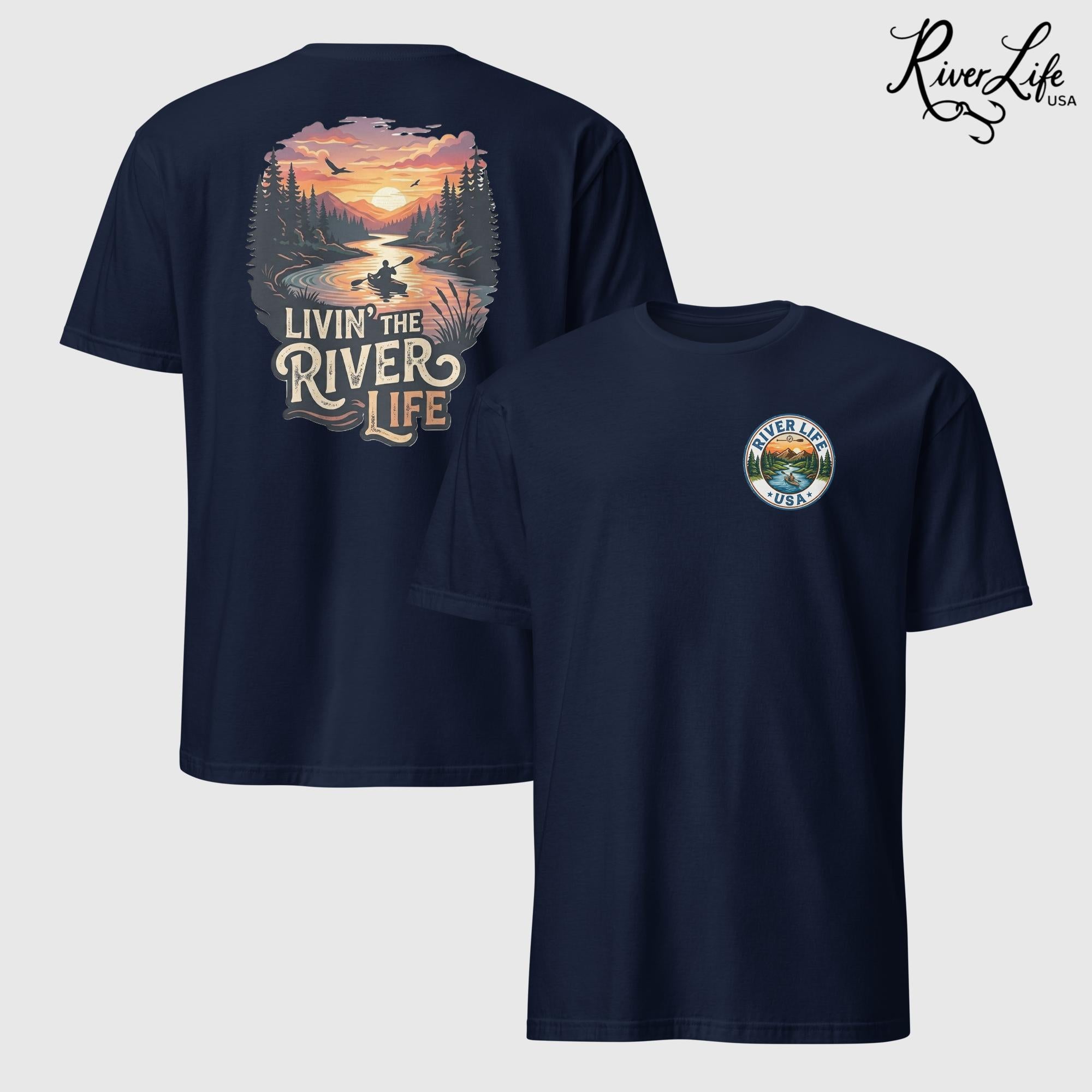 Livin' the River Life | Short-Sleeve Unisex T-Shirt-Navy-River Life USA