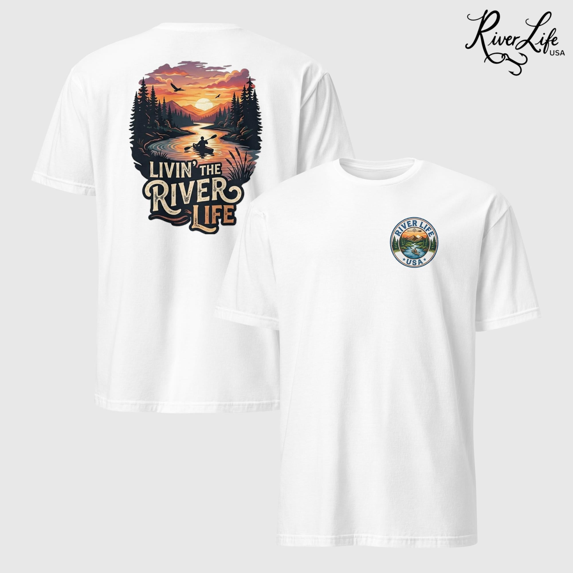 Livin' the River Life | Short-Sleeve Unisex T-Shirt-White-River Life USA