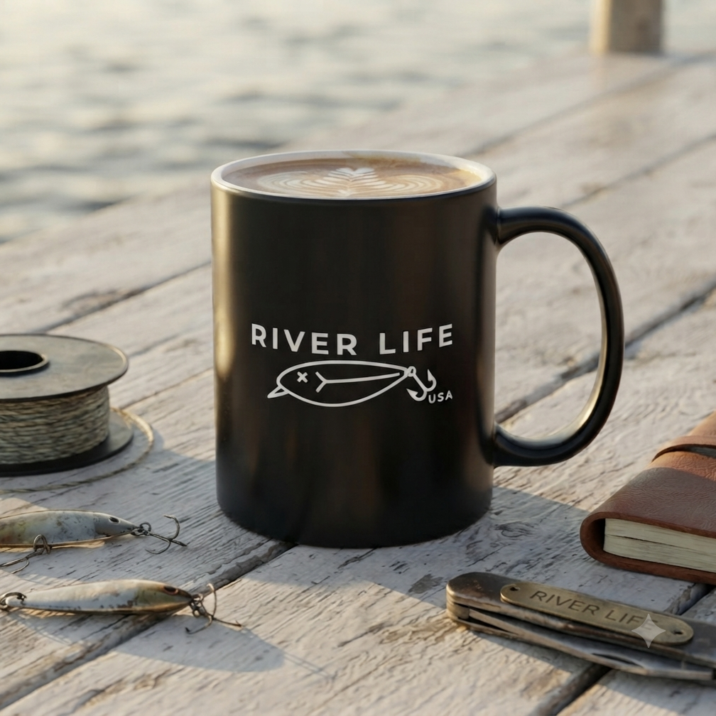 Lure Logo | Black Glossy Mug-11 oz-River Life USA