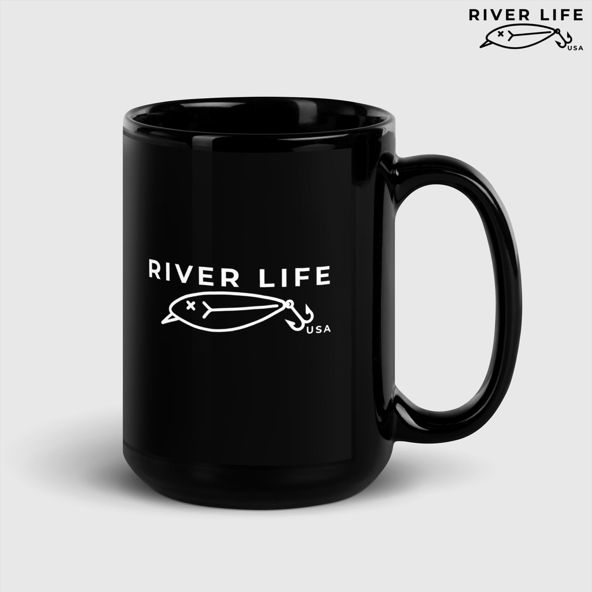 Lure Logo | Black Glossy Mug-15 oz-River Life USA