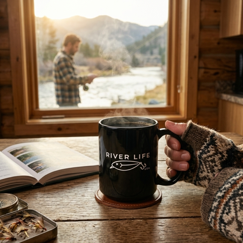 Lure Logo | Black Glossy Mug-11 oz-River Life USA