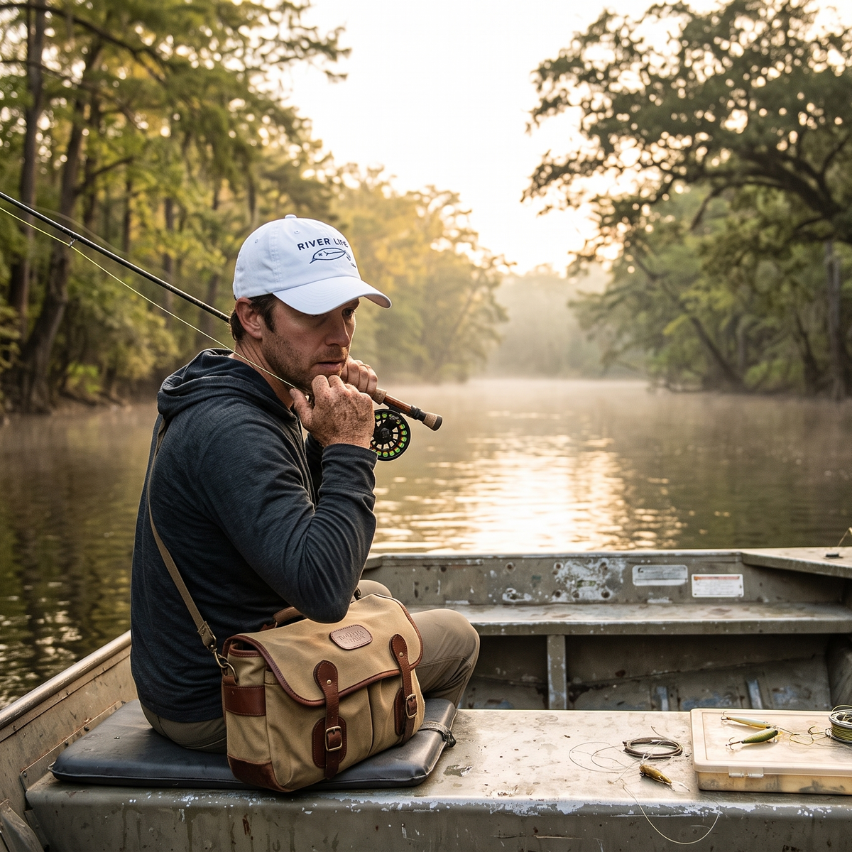 Lure Logo (black/gray embroidery) | Adjustable Dad Hat-White-River Life USA