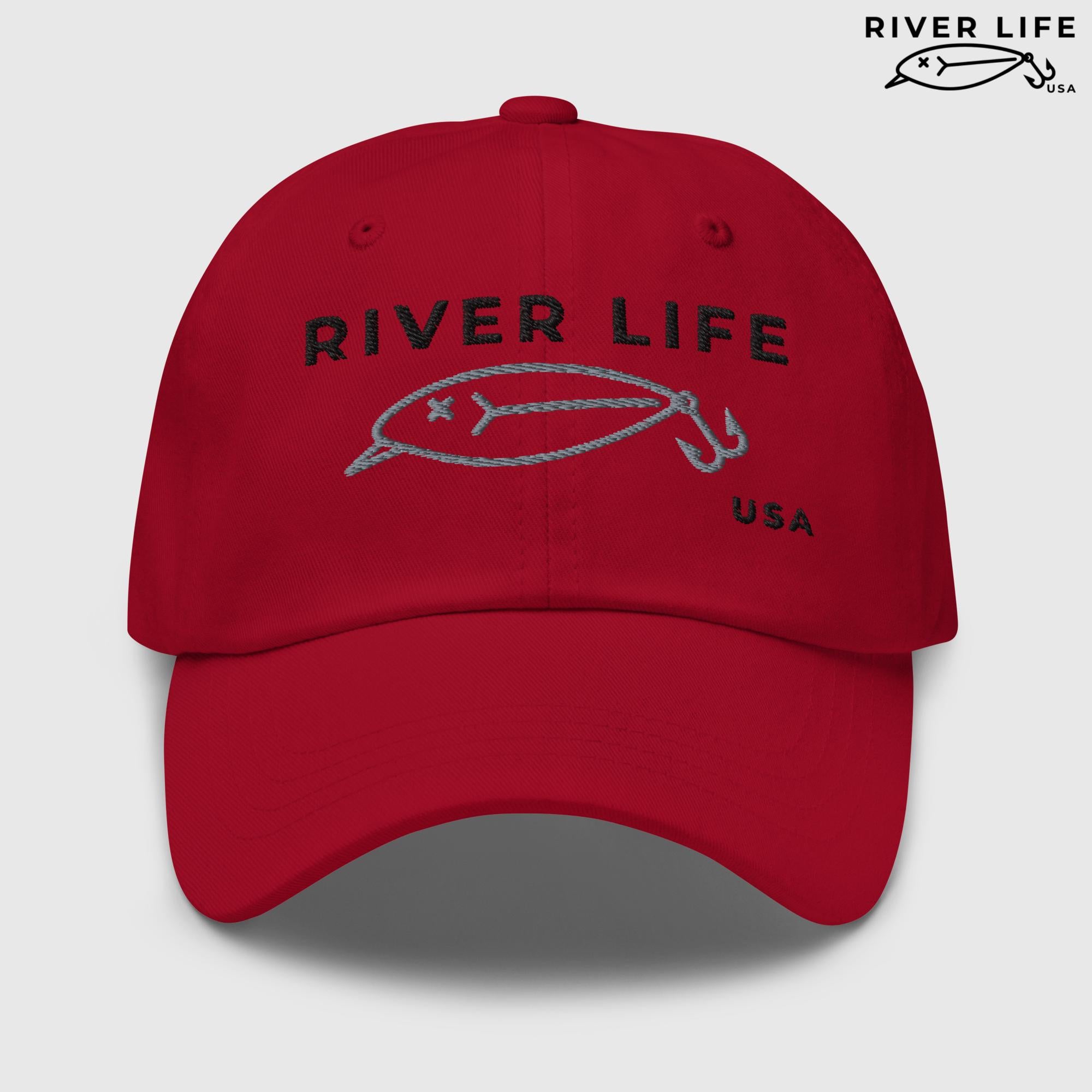 Lure Logo (black/gray embroidery) | Adjustable Dad Hat-Cranberry-River Life USA