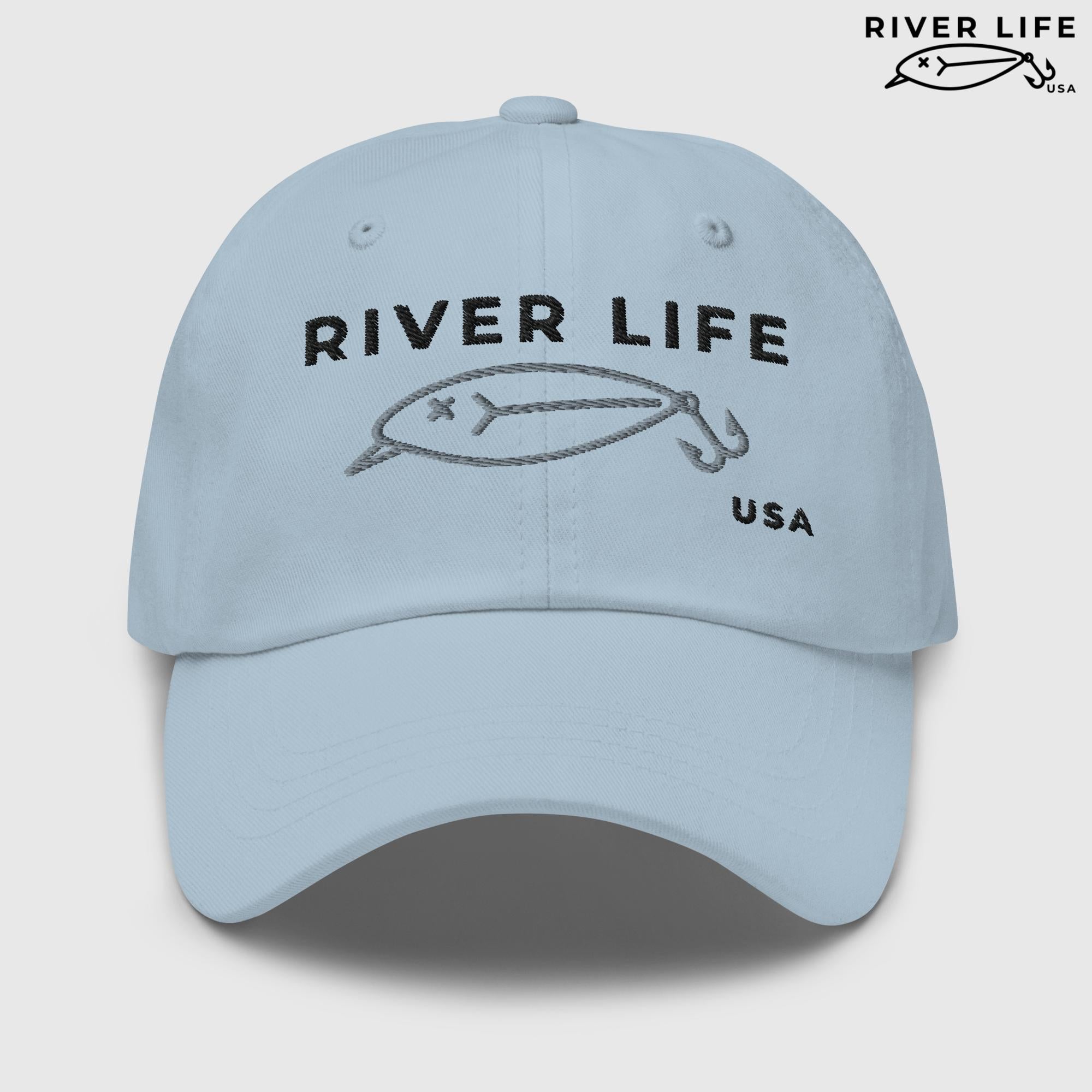 Lure Logo (black/gray embroidery) | Adjustable Dad Hat-Light Blue-River Life USA
