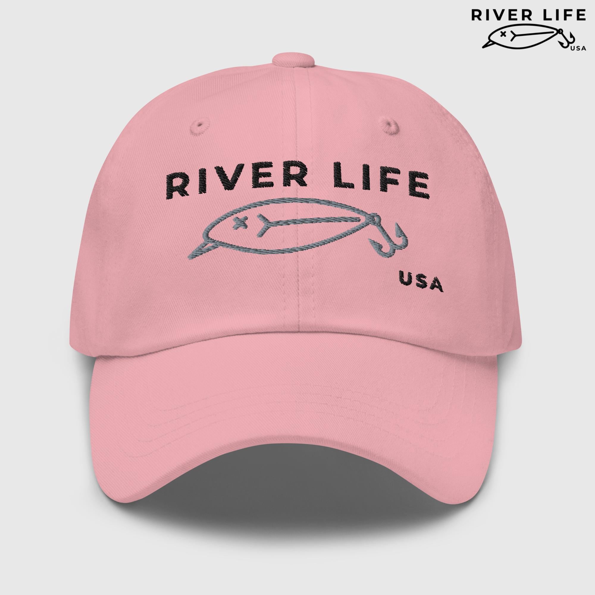 Lure Logo (black/gray embroidery) | Adjustable Dad Hat-Pink-River Life USA