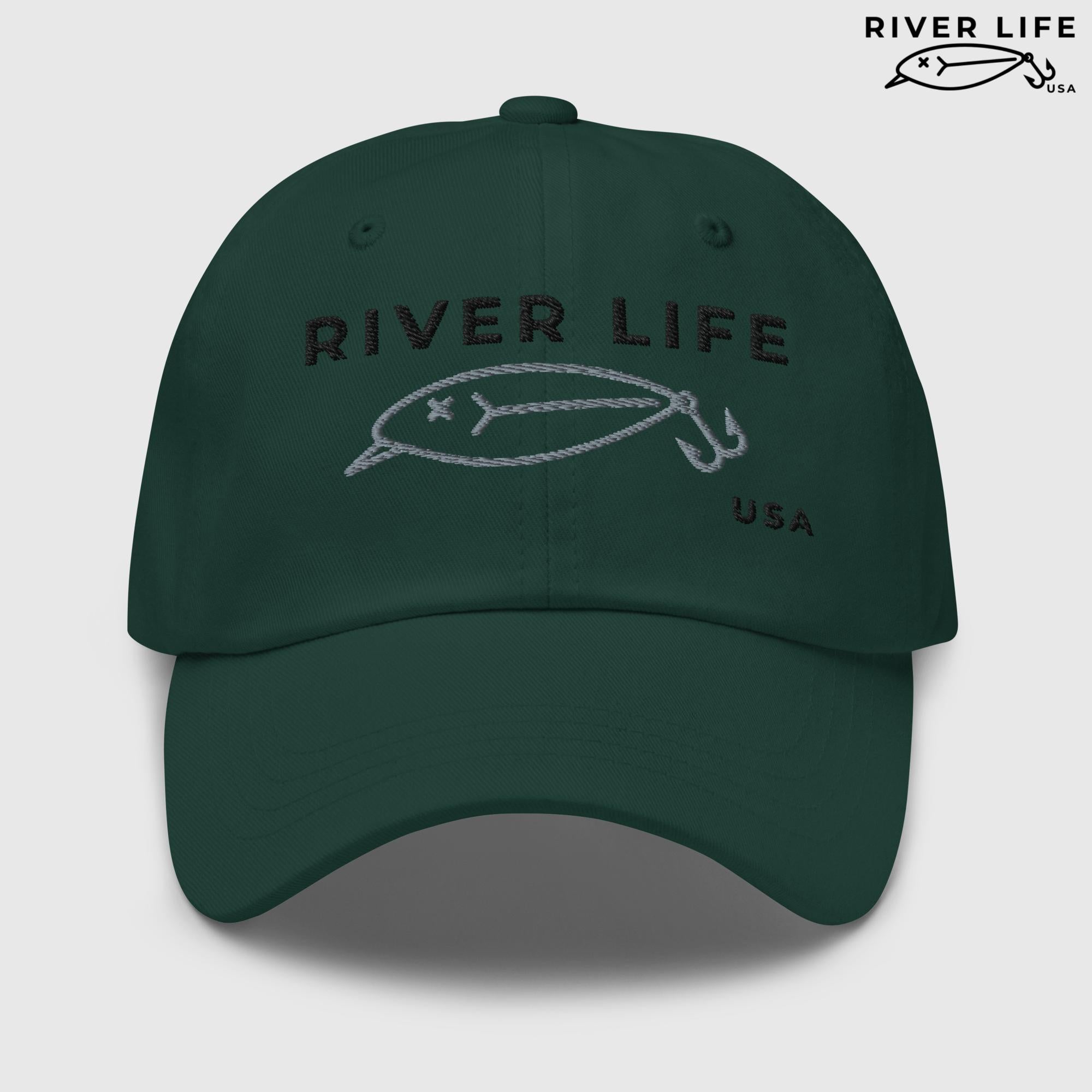 Lure Logo (black/gray embroidery) | Adjustable Dad Hat-Spruce-River Life USA