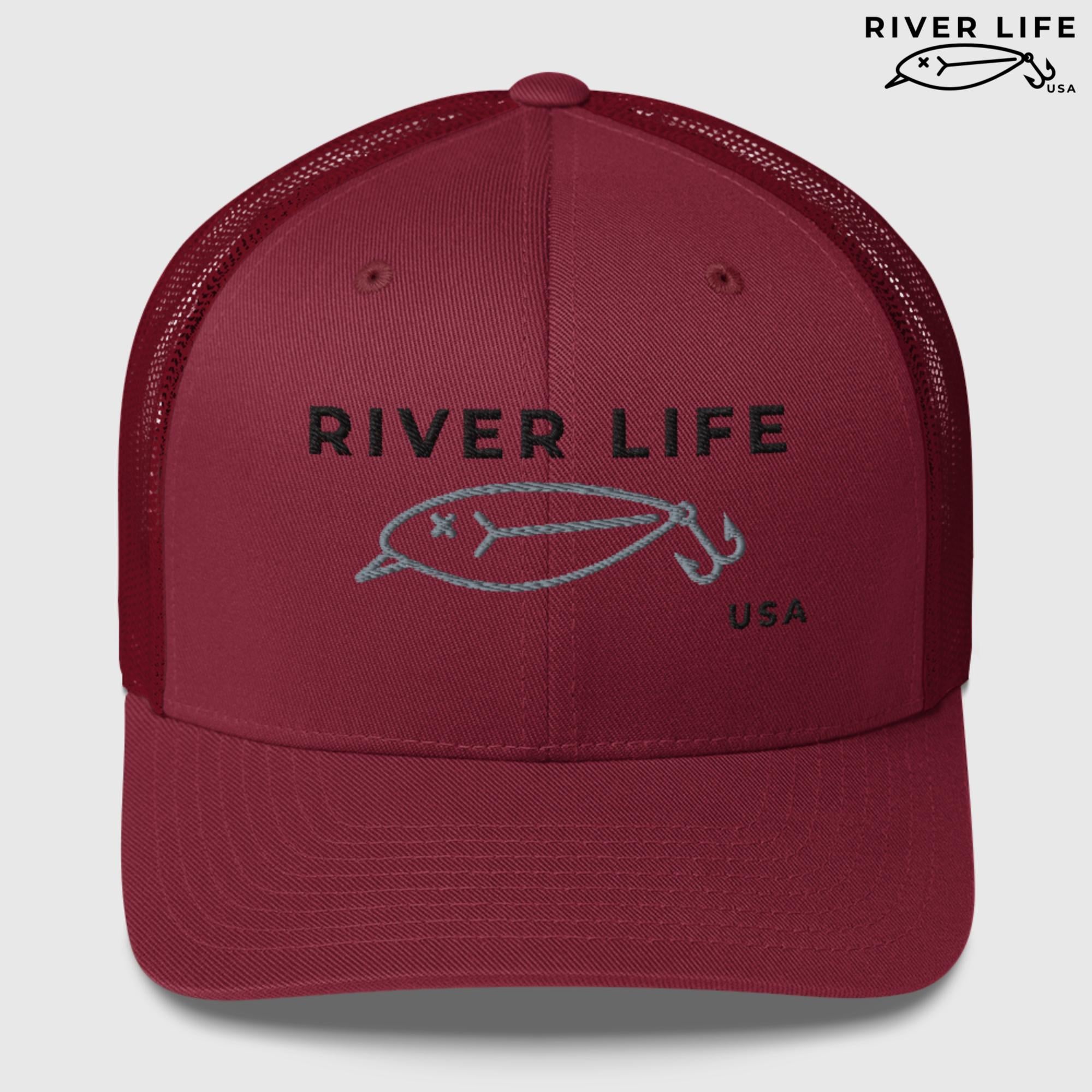 Lure Logo (black/gray embroidery) | Snapback Trucker Cap-Cranberry-River Life USA