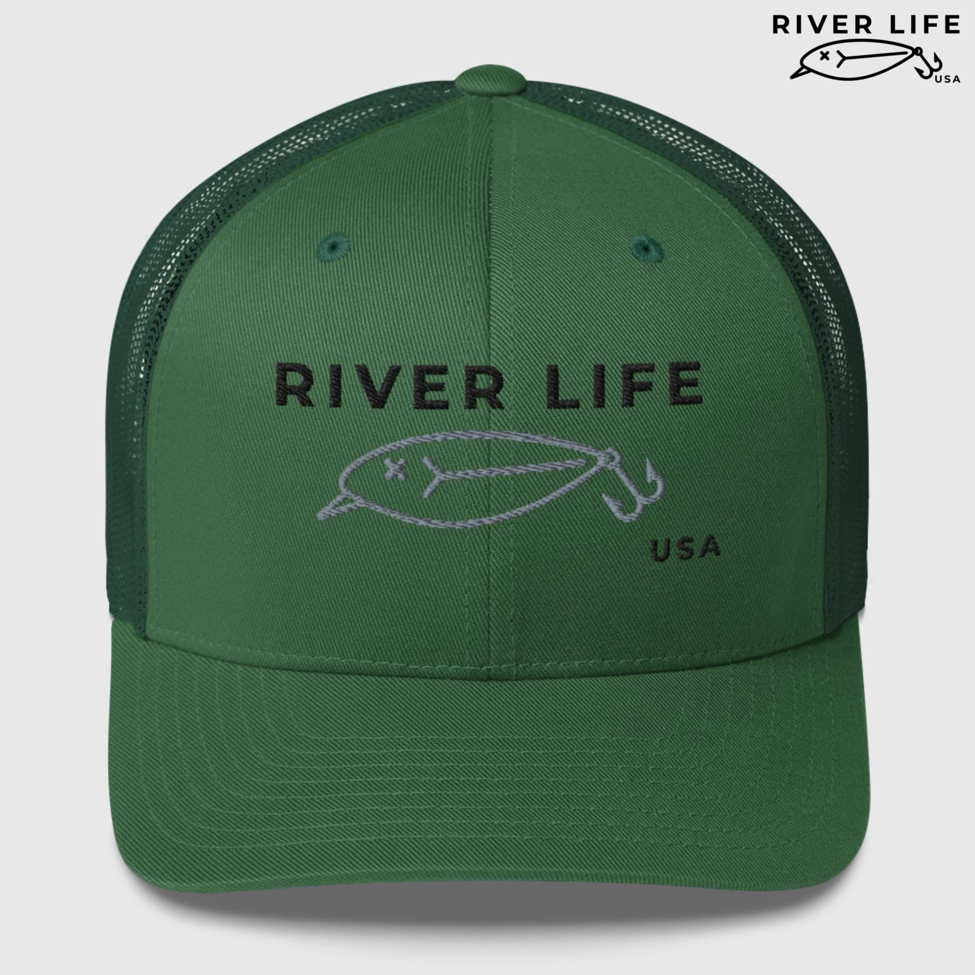 Lure Logo (black/gray embroidery) | Snapback Trucker Cap-Evergreen-River Life USA