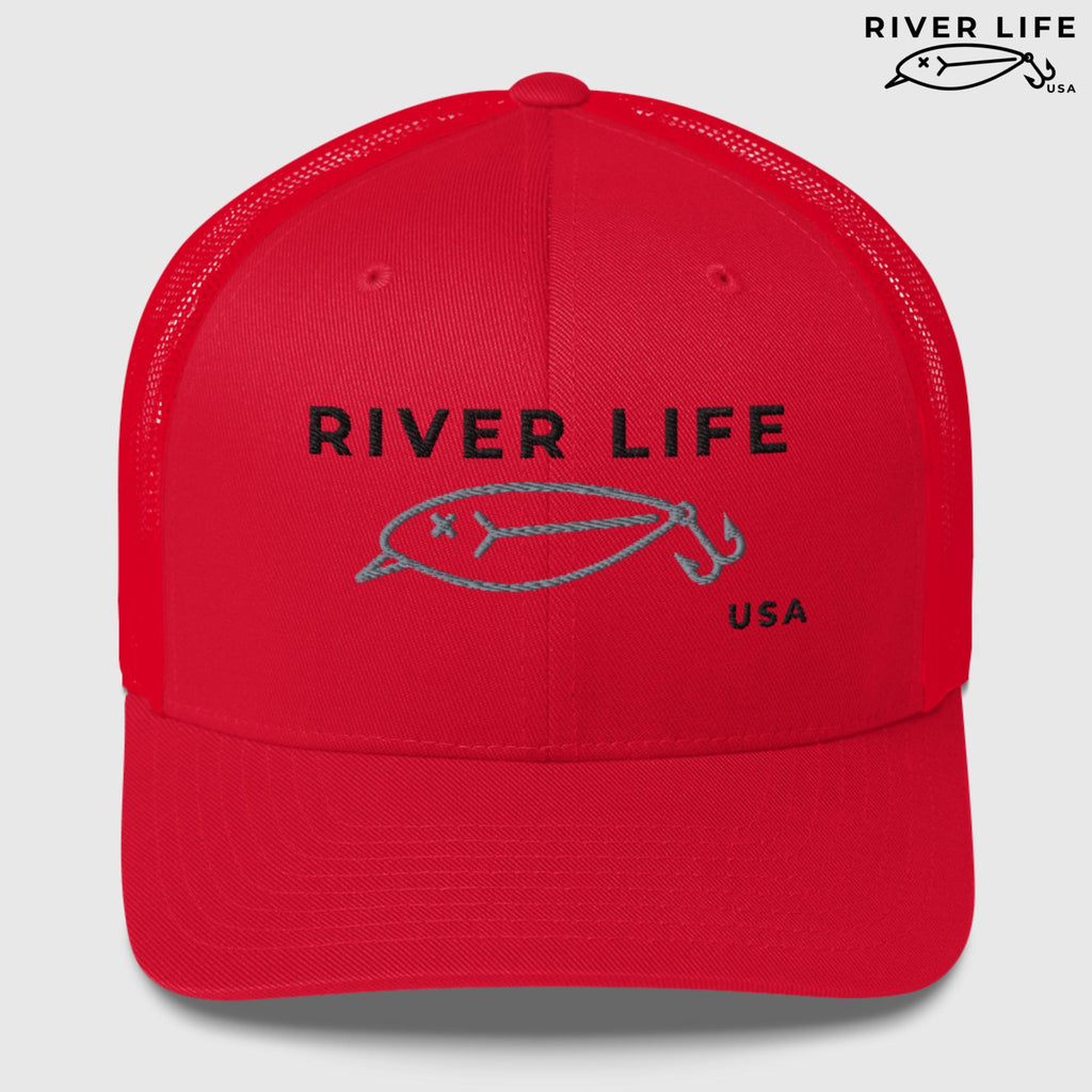 Lure Logo (black/gray embroidery) | Snapback Trucker Cap-Red-River Life USA