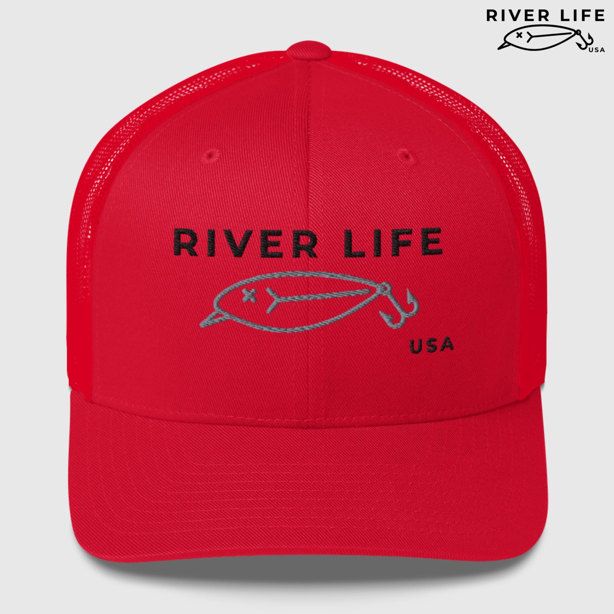 Lure Logo (black/gray embroidery) | Snapback Trucker Cap-Red-River Life USA