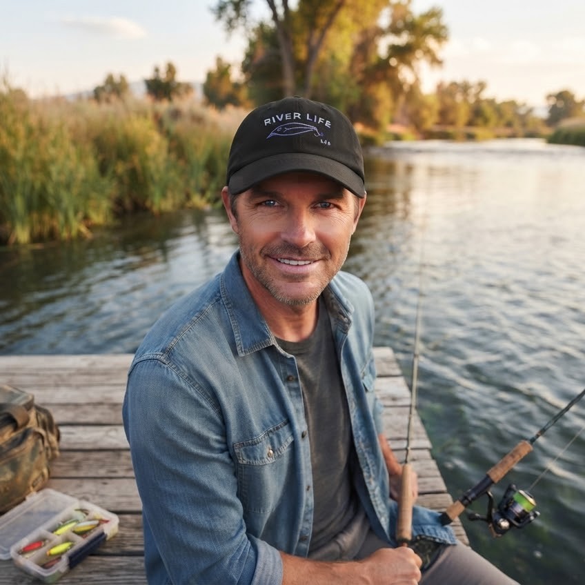Lure Logo (white/gray embroidery) | Adjustable Dad Hat-Black-River Life USA