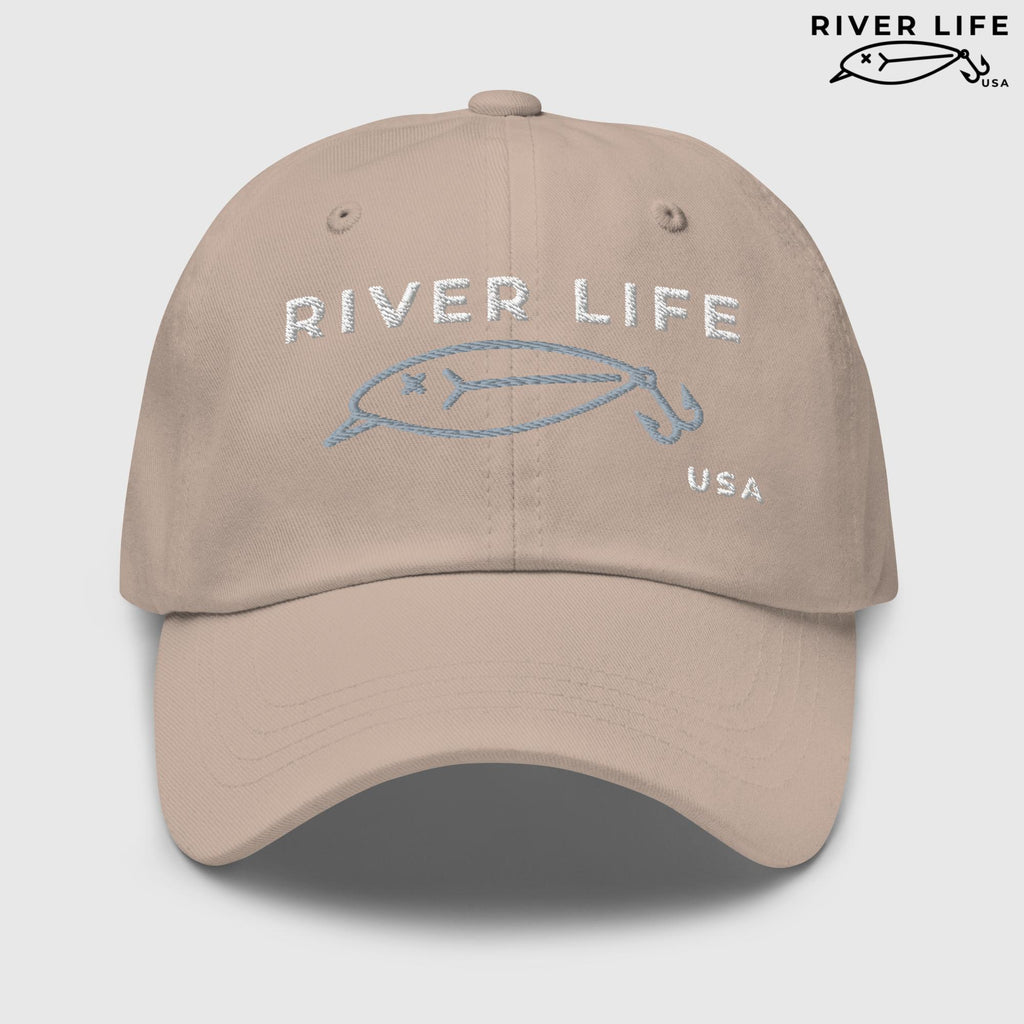 Lure Logo (white/gray embroidery) | Adjustable Dad Hat-Stone-River Life USA