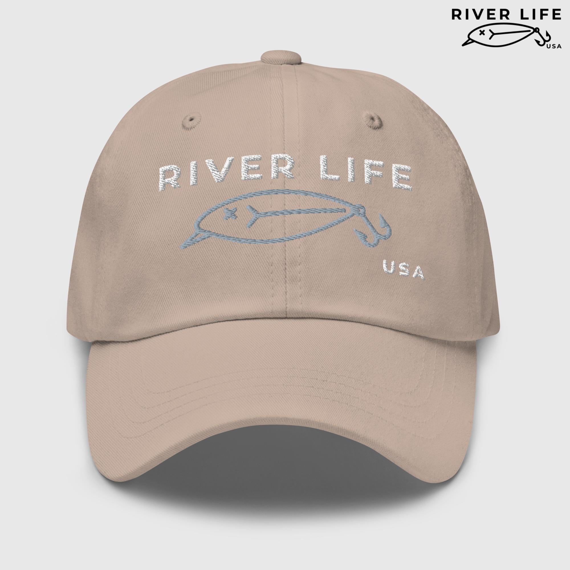 Lure Logo (white/gray embroidery) | Adjustable Dad Hat-Stone-River Life USA