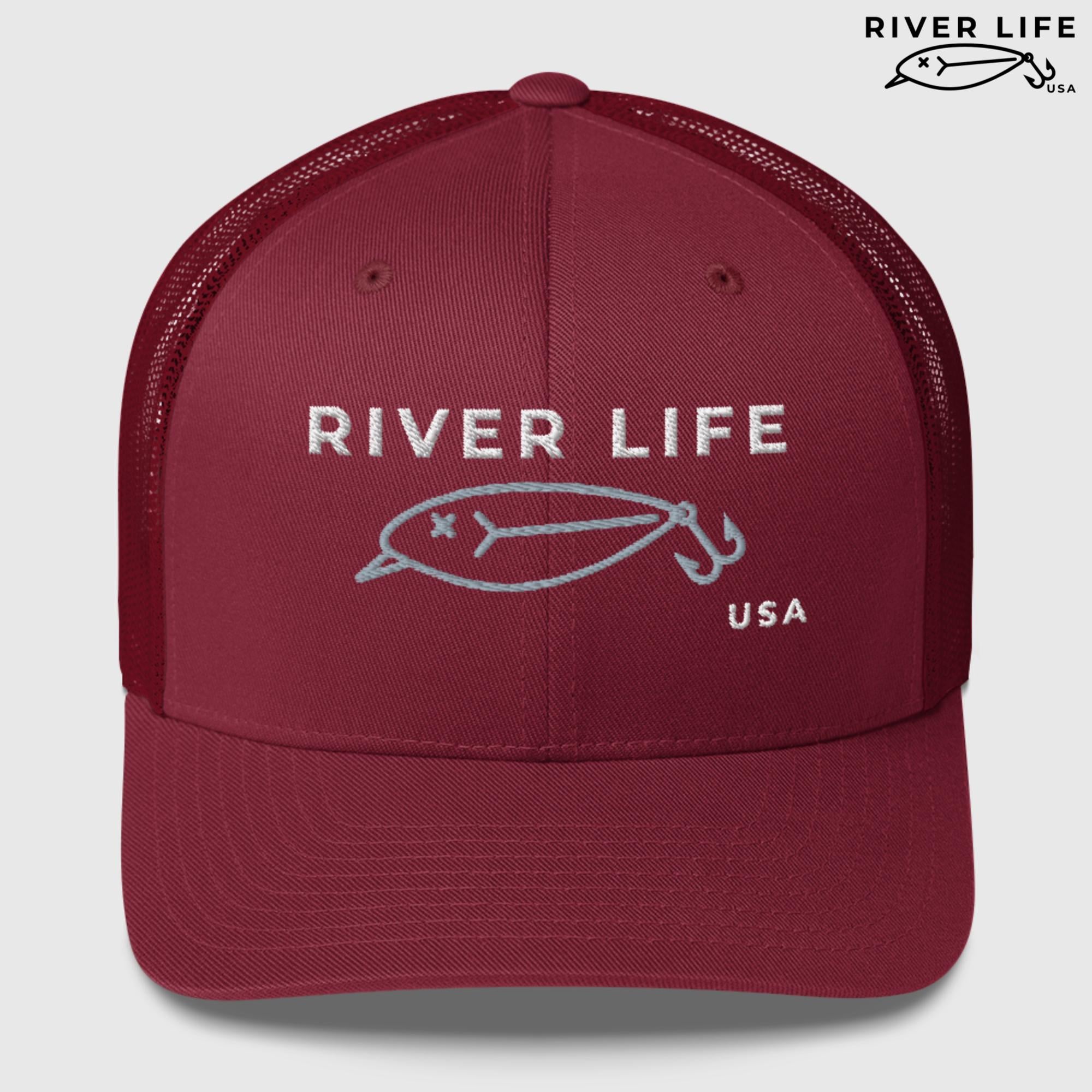 Lure Logo (white/gray embroidery) | Snapback Trucker Cap-Cranberry-River Life USA