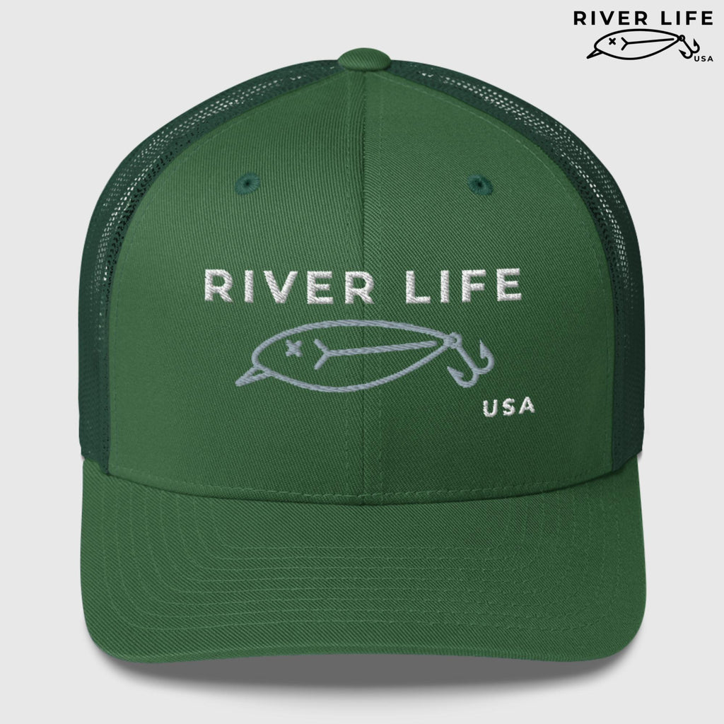 Lure Logo (white/gray embroidery) | Snapback Trucker Cap-Evergreen-River Life USA