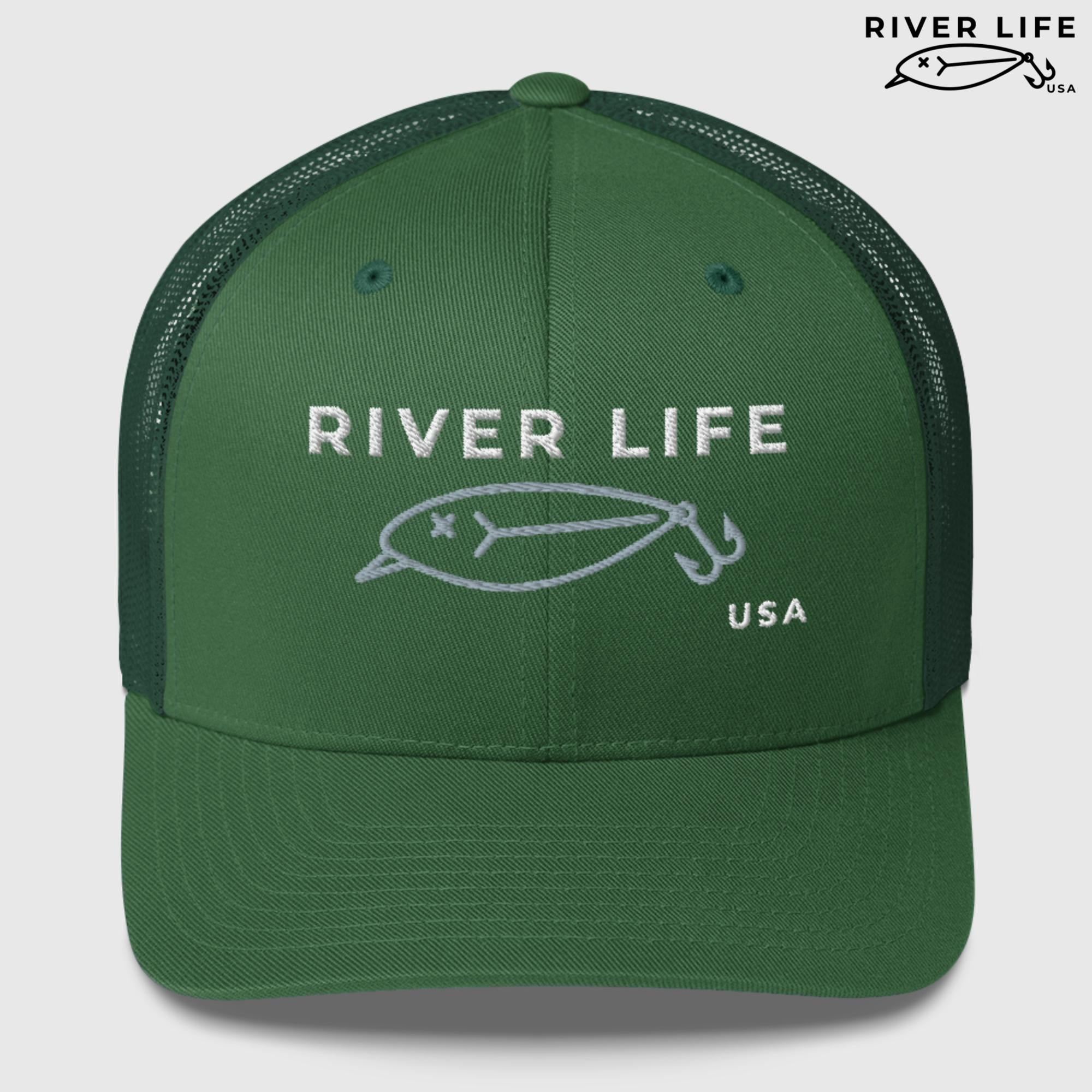 Lure Logo (white/gray embroidery) | Snapback Trucker Cap-Evergreen-River Life USA