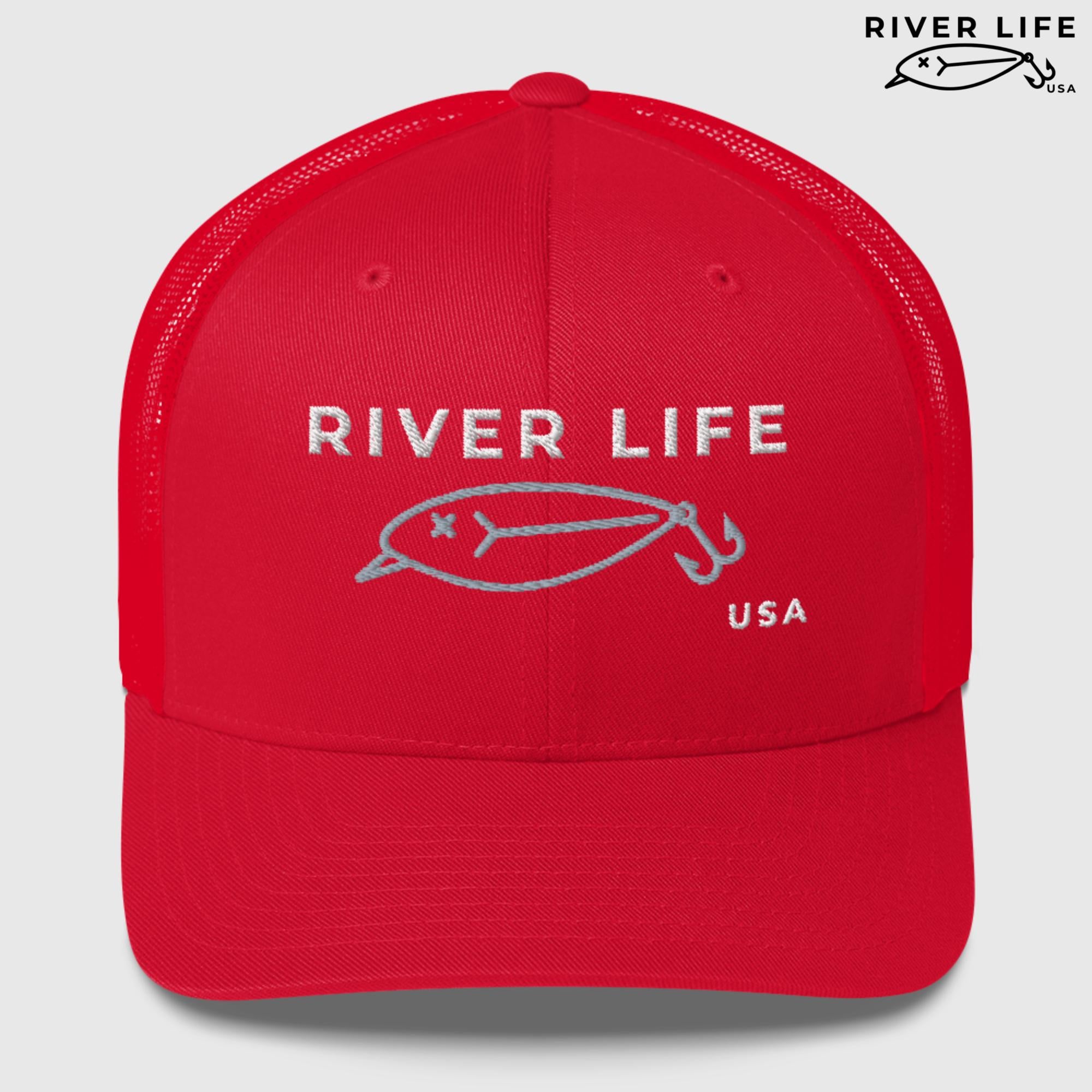 Lure Logo (white/gray embroidery) | Snapback Trucker Cap-Red-River Life USA