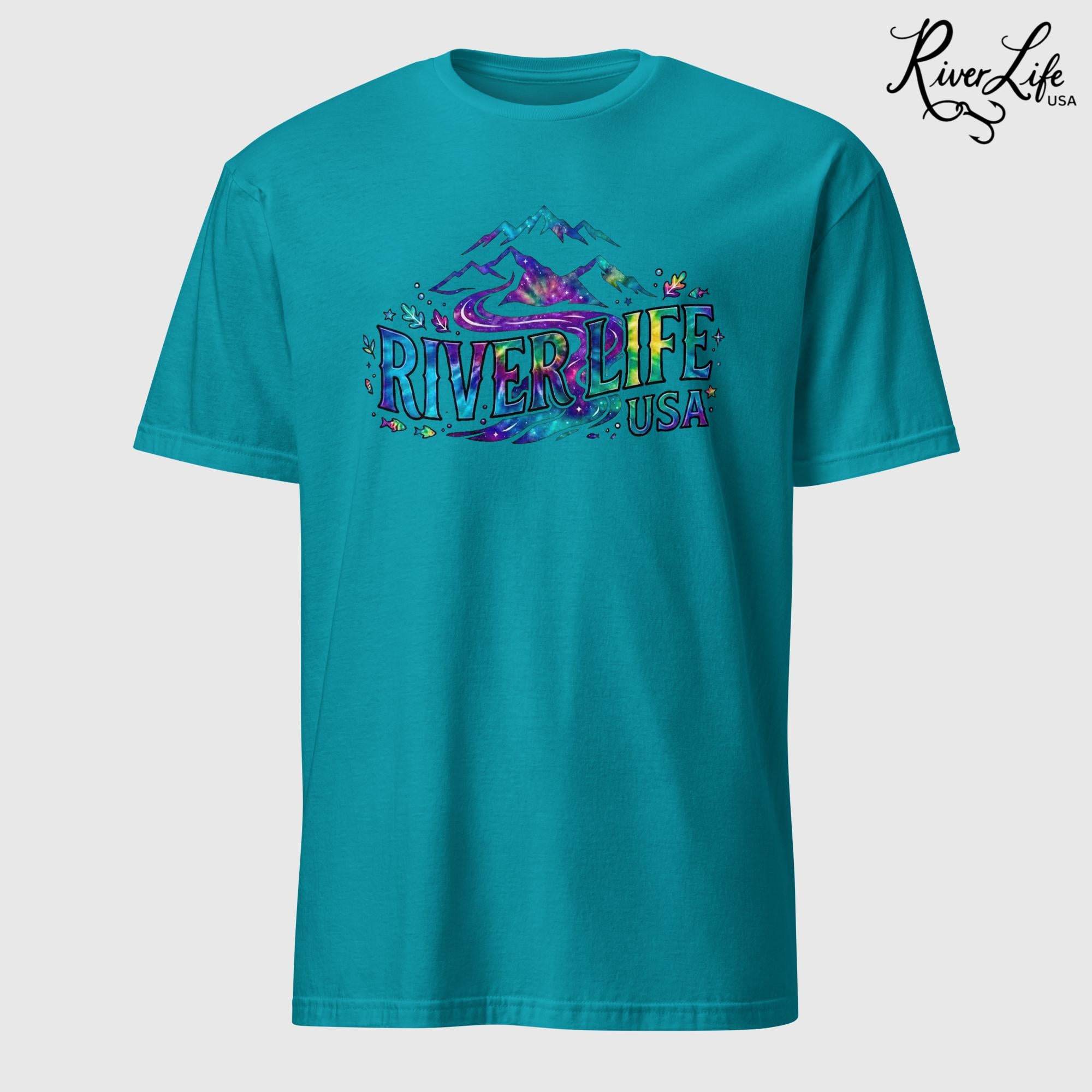 Mountain Colorful | Short-Sleeve Unisex T-Shirt-Tropical Blue-River Life USA
