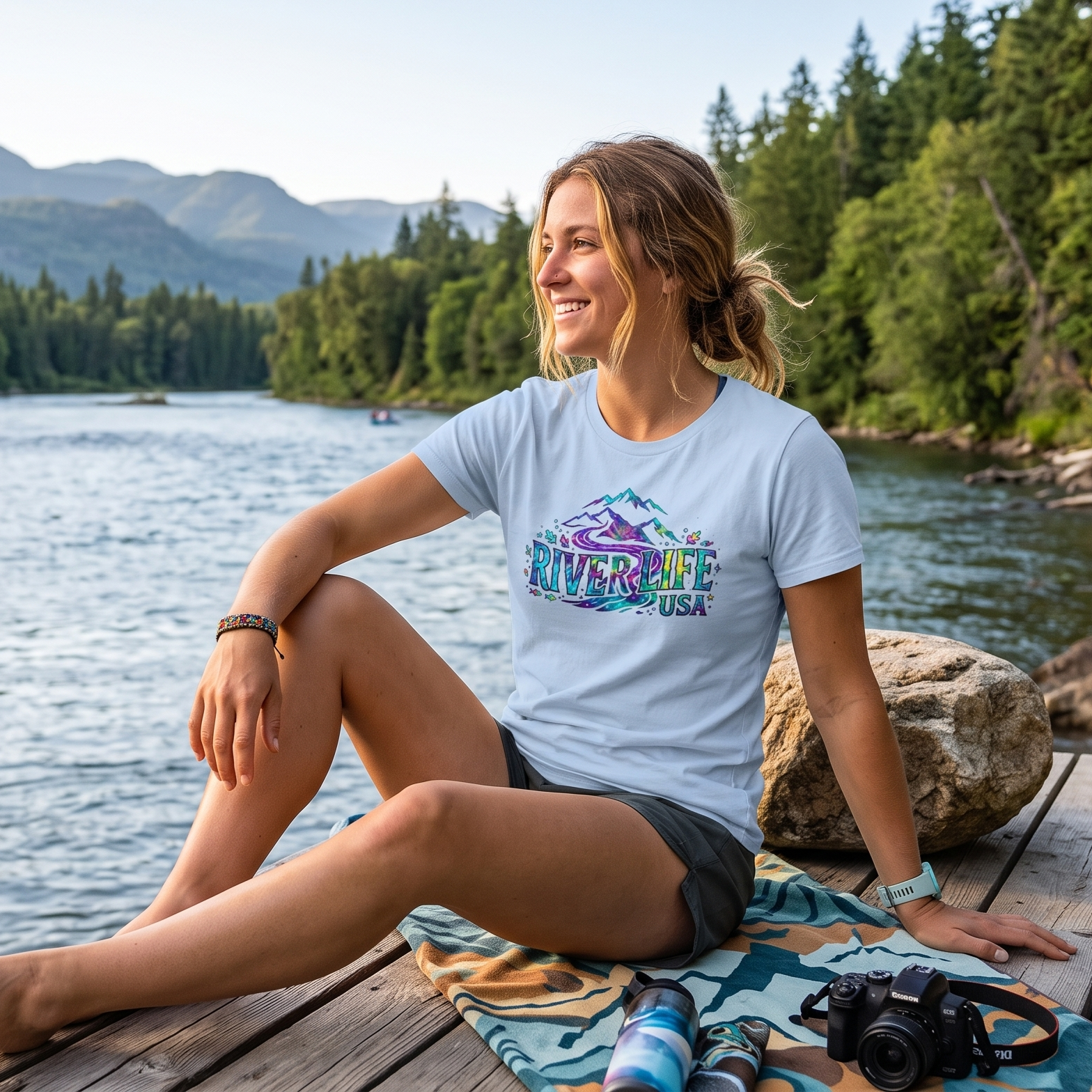 Mountain Colorful | Short-Sleeve Unisex T-Shirt-Light Blue-River Life USA