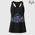 Mountain Colorful | Women’s Fitted Racerback Tank Top-Black-River Life USA