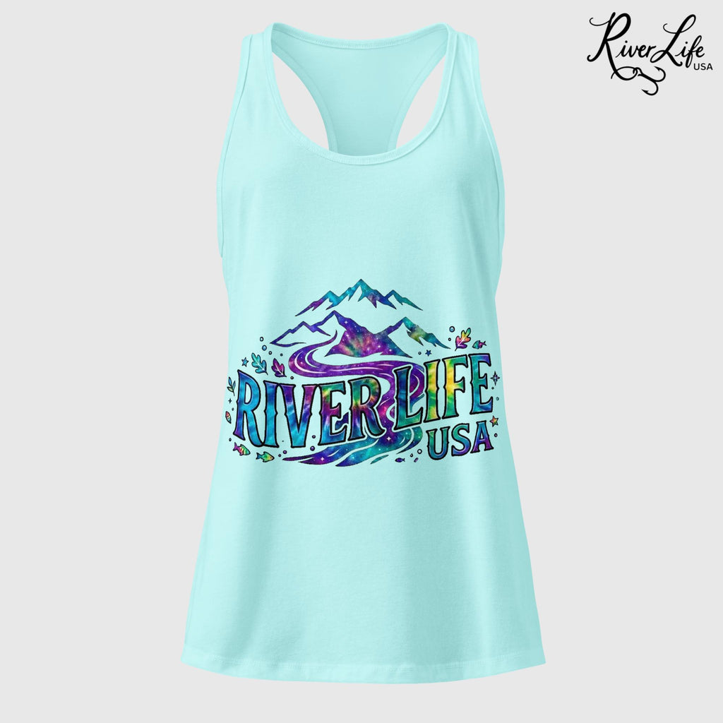 Mountain Colorful | Women’s Fitted Racerback Tank Top-Cancun-River Life USA