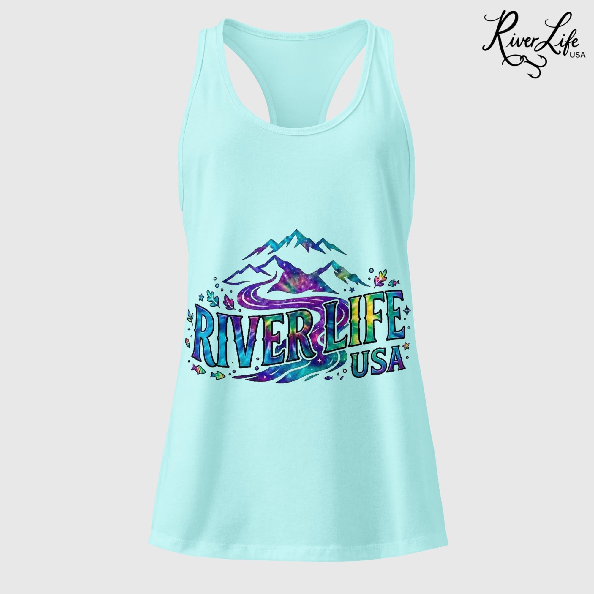 Mountain Colorful | Women’s Fitted Racerback Tank Top-Cancun-River Life USA