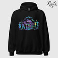 Mountain Colorful | Womens Pullover Hoodie-Black-River Life USA