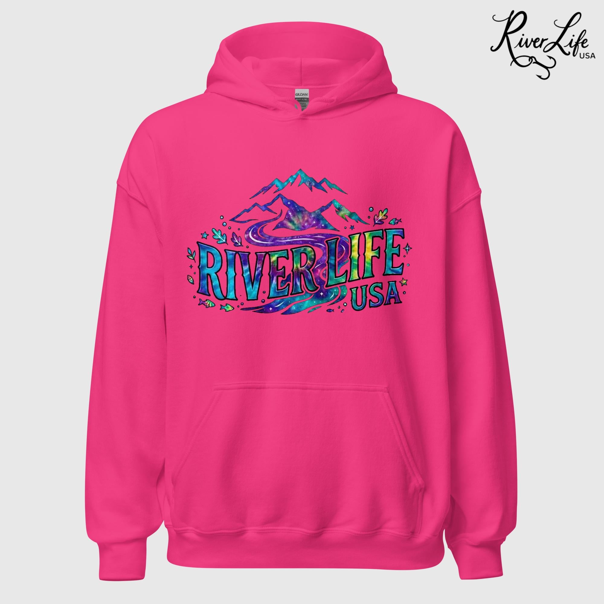 Mountain Colorful | Womens Pullover Hoodie-Heliconia-River Life USA