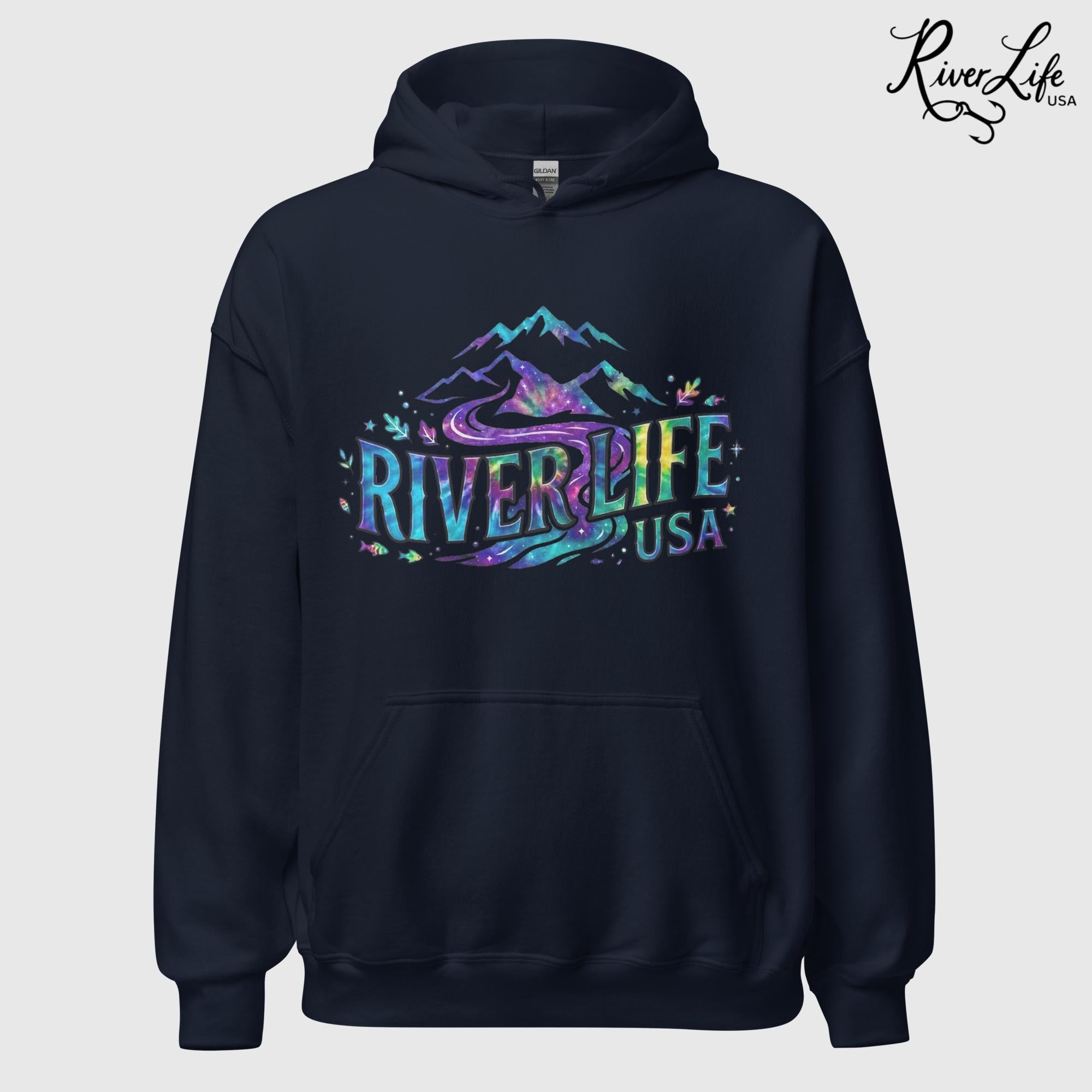 Mountain Colorful | Womens Pullover Hoodie-Navy-River Life USA
