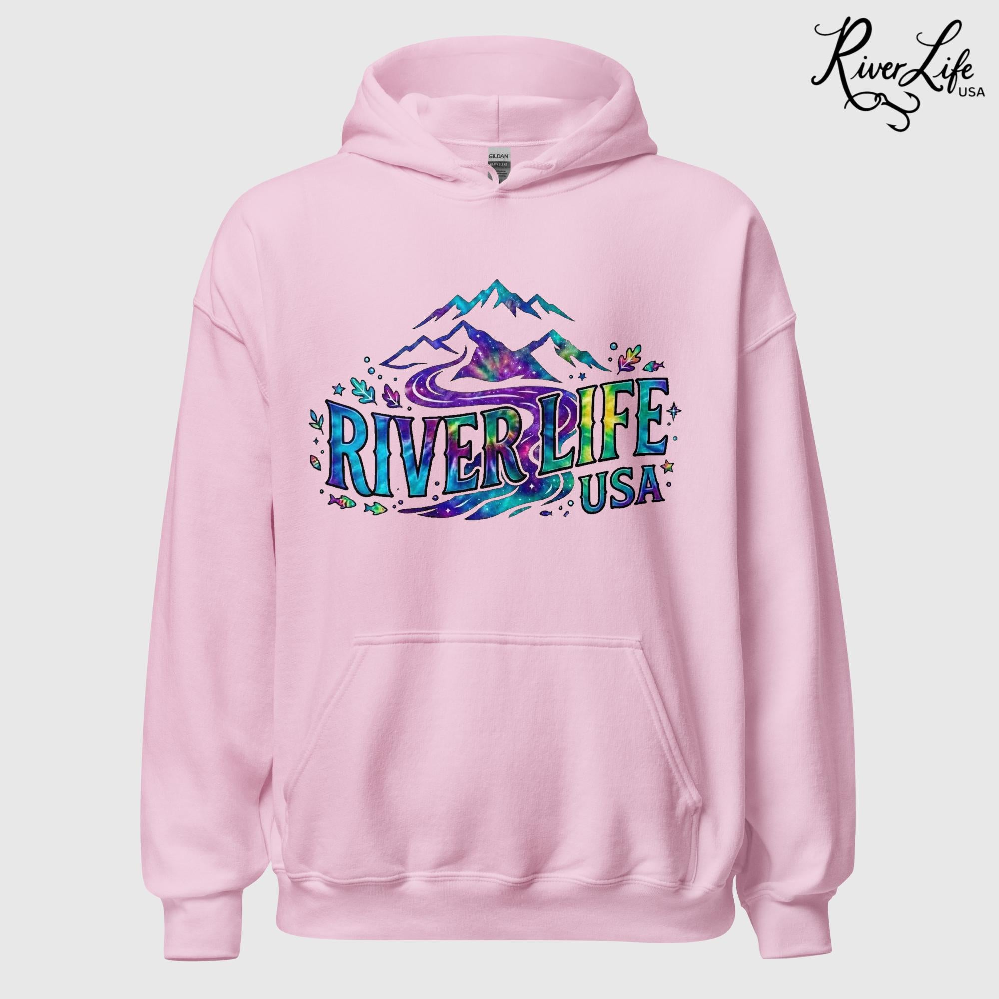 Mountain Colorful | Womens Pullover Hoodie-Pink-River Life USA