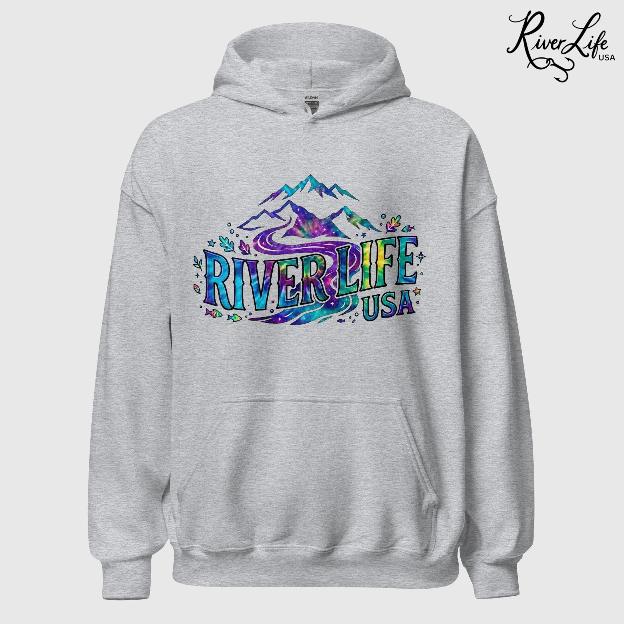 Mountain Colorful | Womens Pullover Hoodie-Sport Grey-River Life USA